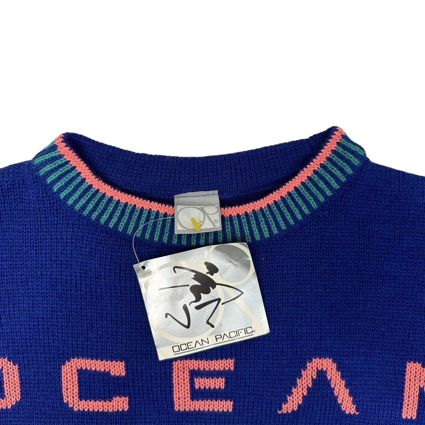 Vintage Ocean Pacific Knit Jumper Blue Men’s Medium Deadstock