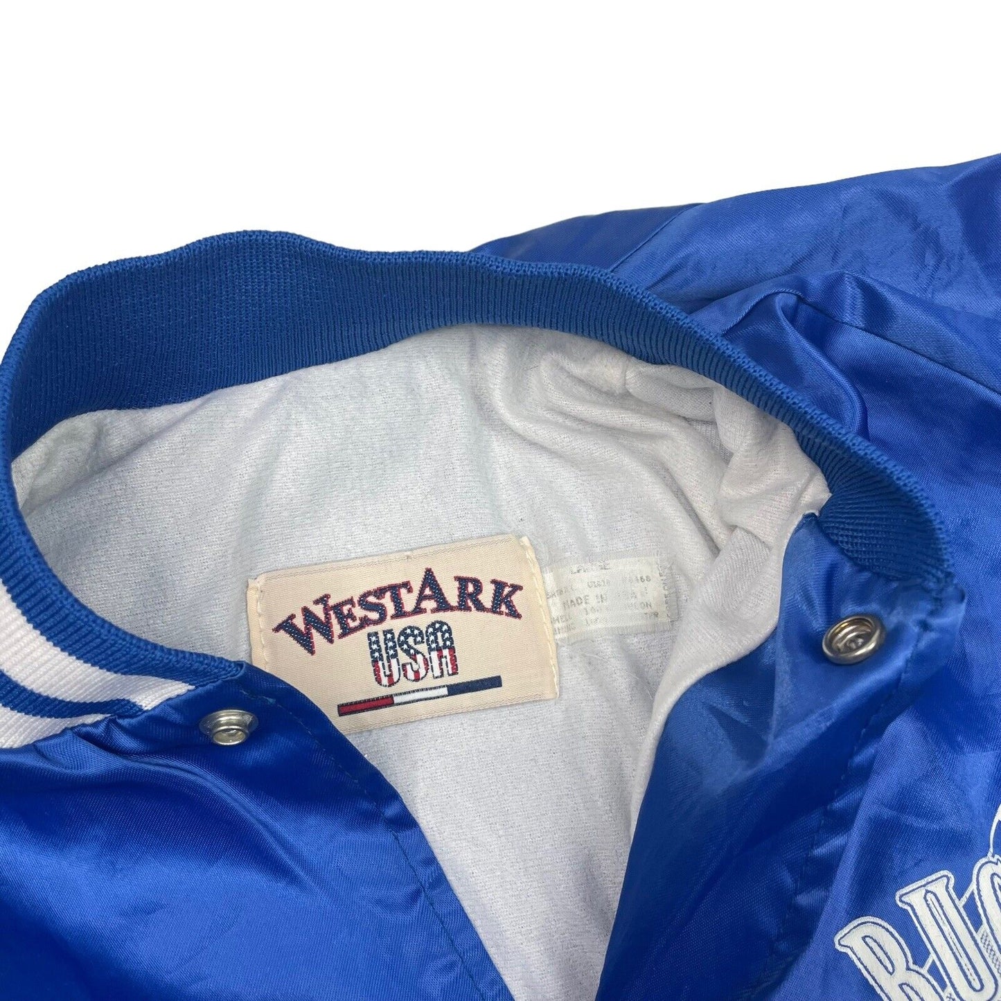 Vintage Westark Satin Sports Jacket Mens Large Blue Made In USA