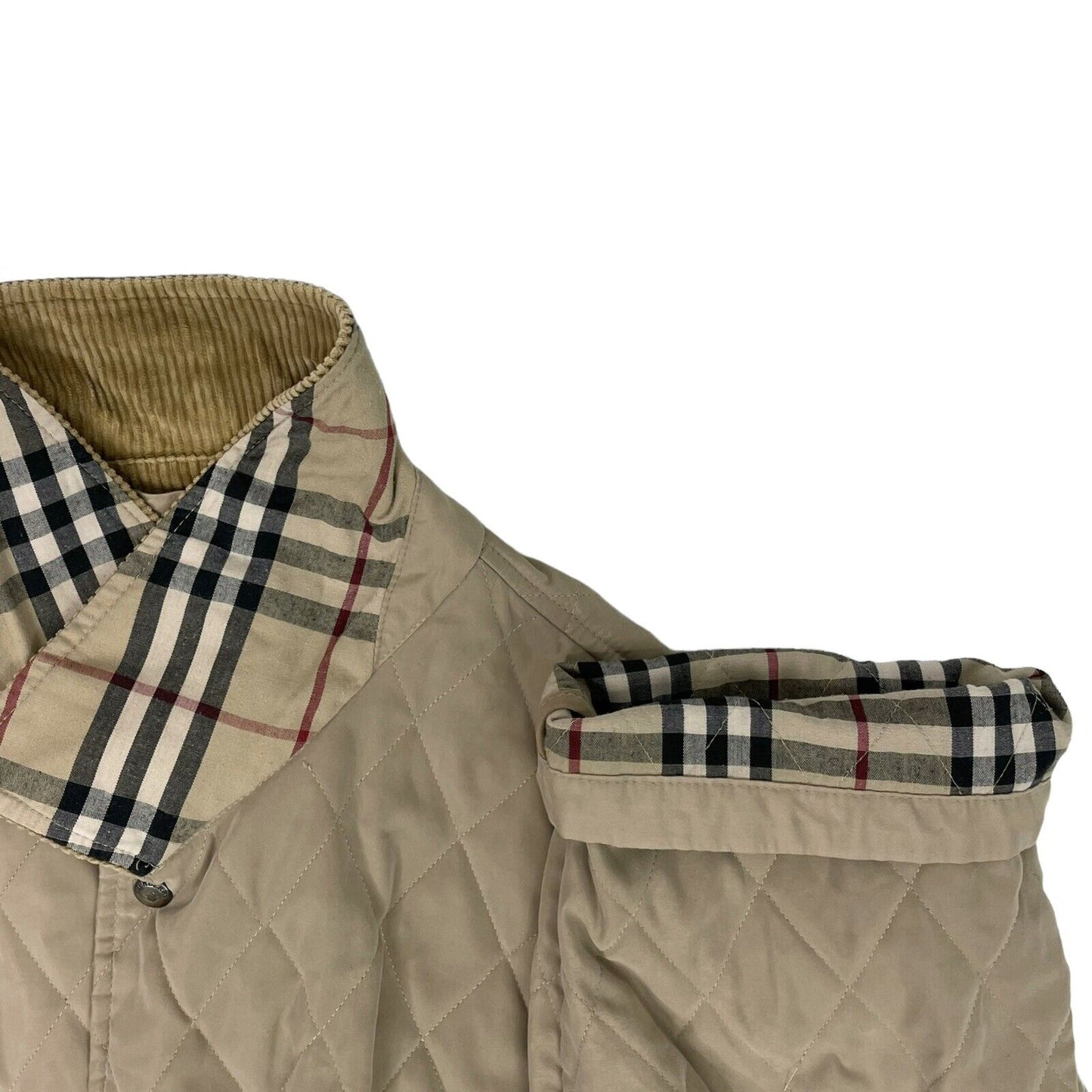 Vintage Burberry Diamond Quilt Beige Jacket Men’s XL Novacheck Made In England