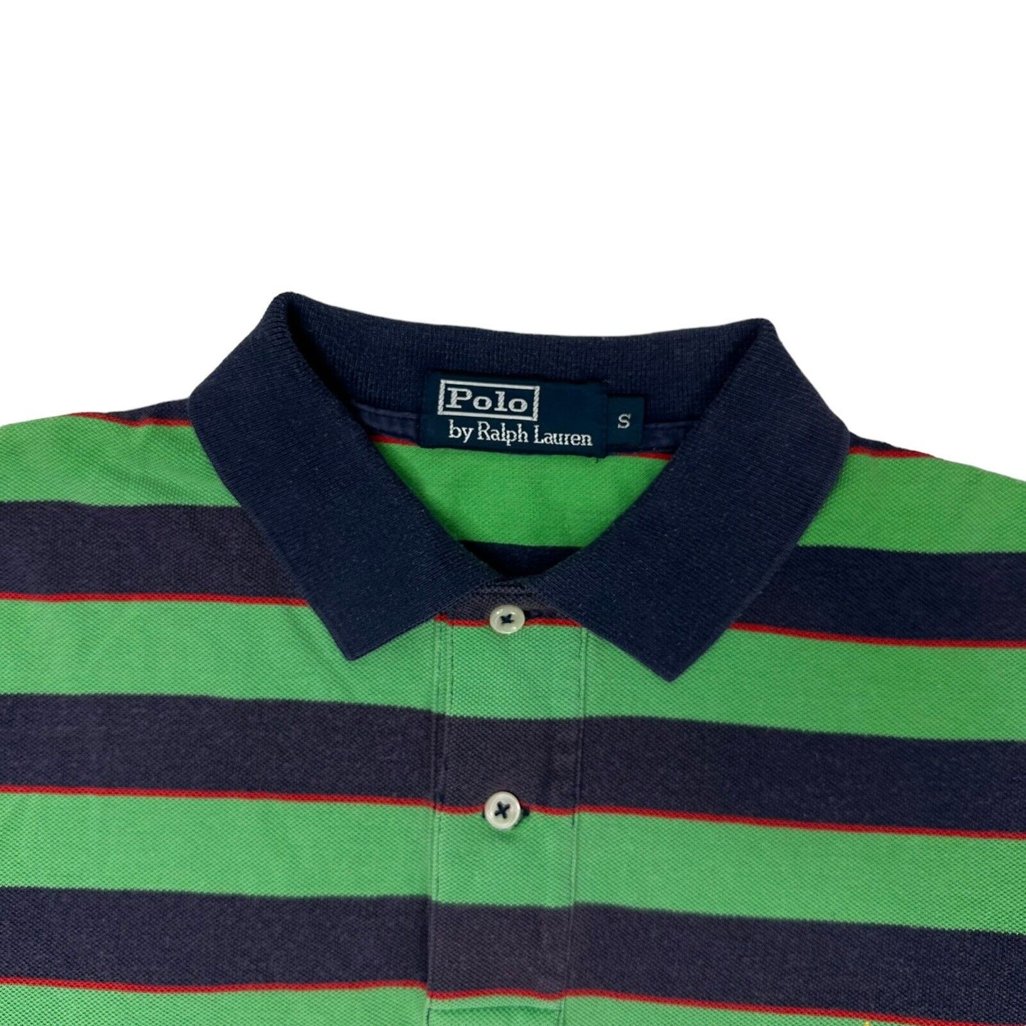 00’s Polo Ralph Lauren Polo Shirt Mens Small Green And Navy Stripe