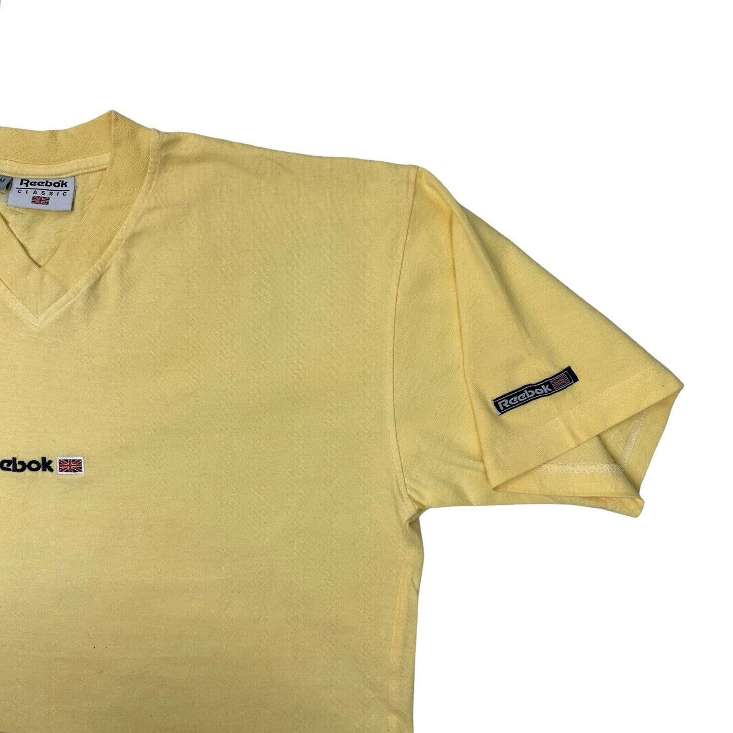 Vintage Reebok T-Shirt Yellow Mens Medium Embroidered 90’s Sportswear