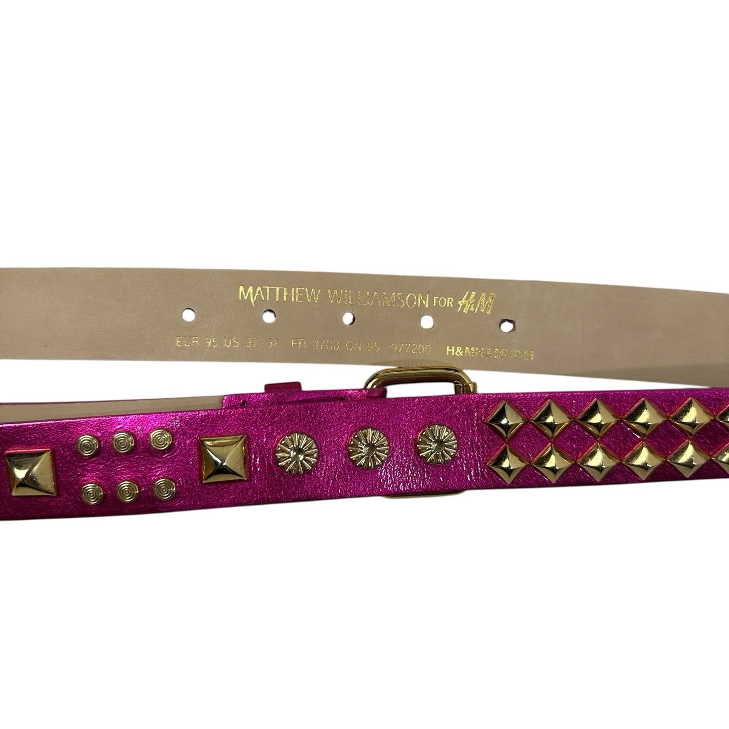 AW09 Matthew Williamson x H&M Studded Belt Pink Leather Medium 32w-36w