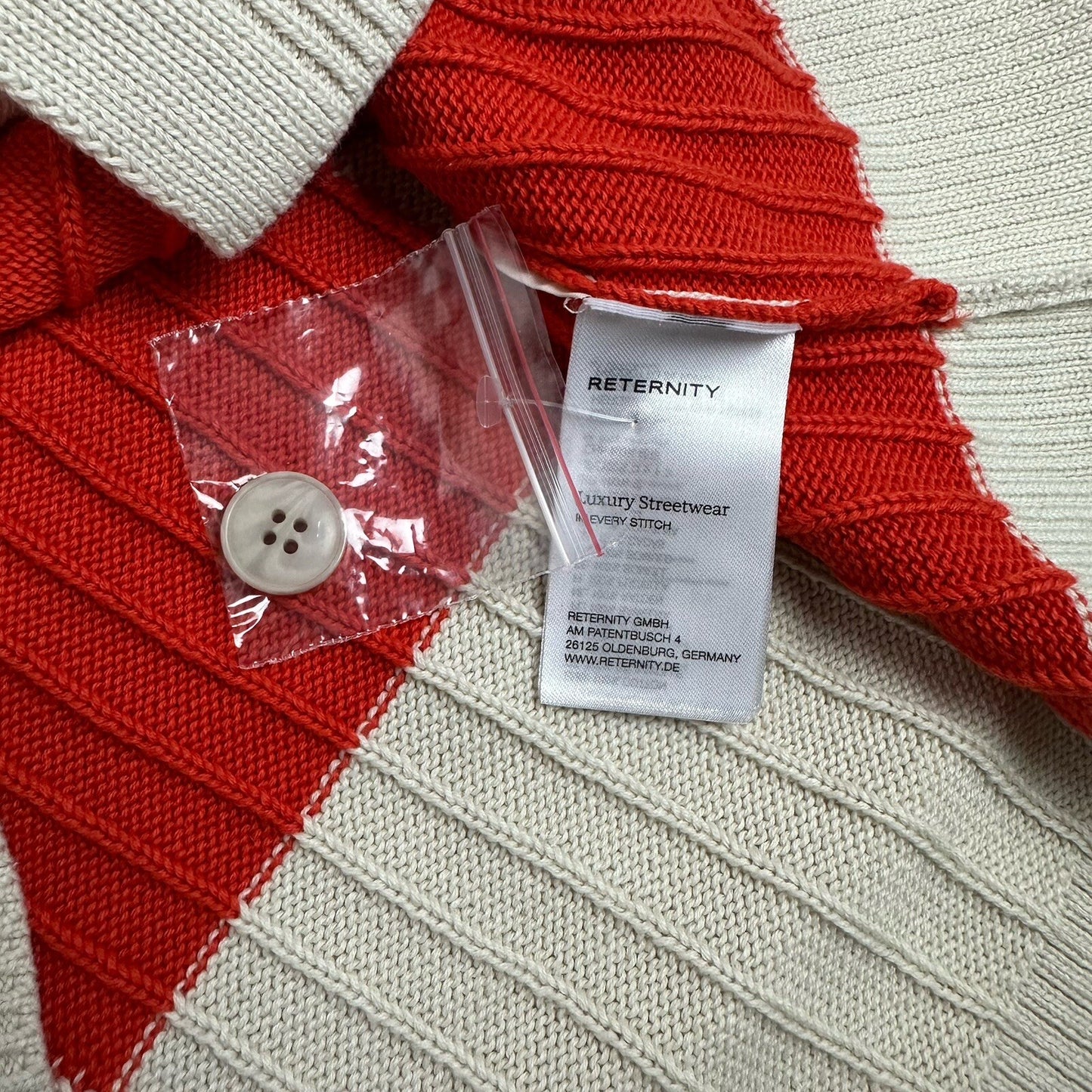 Reternity Knit Button Jacket Cardigan Cream And Red Men’s Large