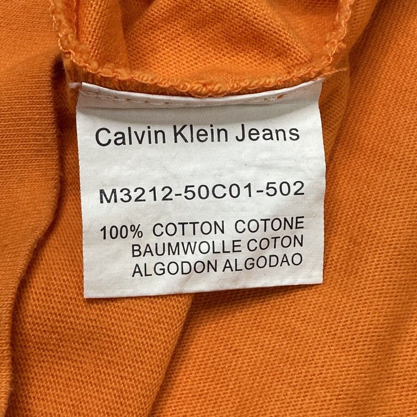 Vintage Calvin Klein T-Shirt Mens XL Orange Embroidered Logo 90’s