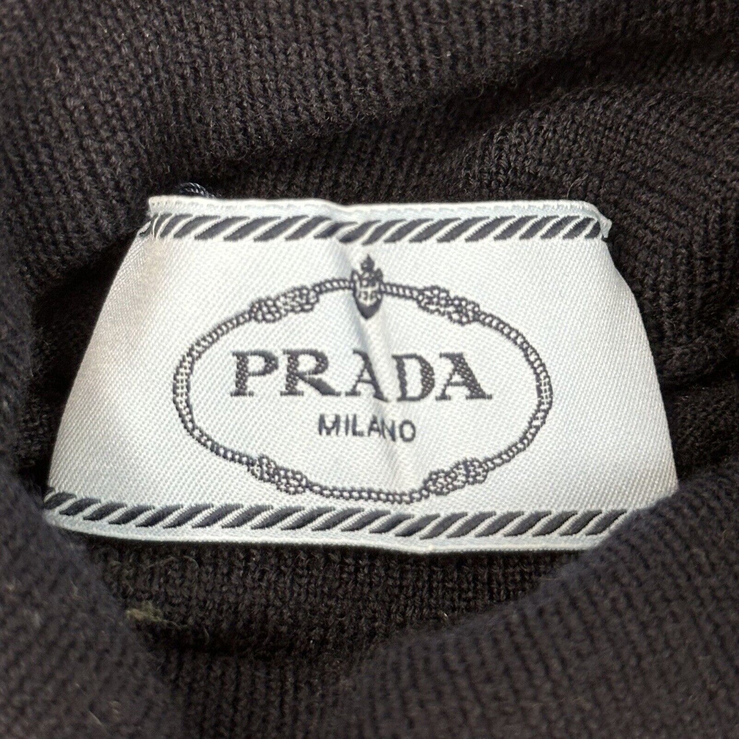 Prada Navy Wool Triangle Logo Turtleneck Mens XS/Small Made In Italy Lightweight