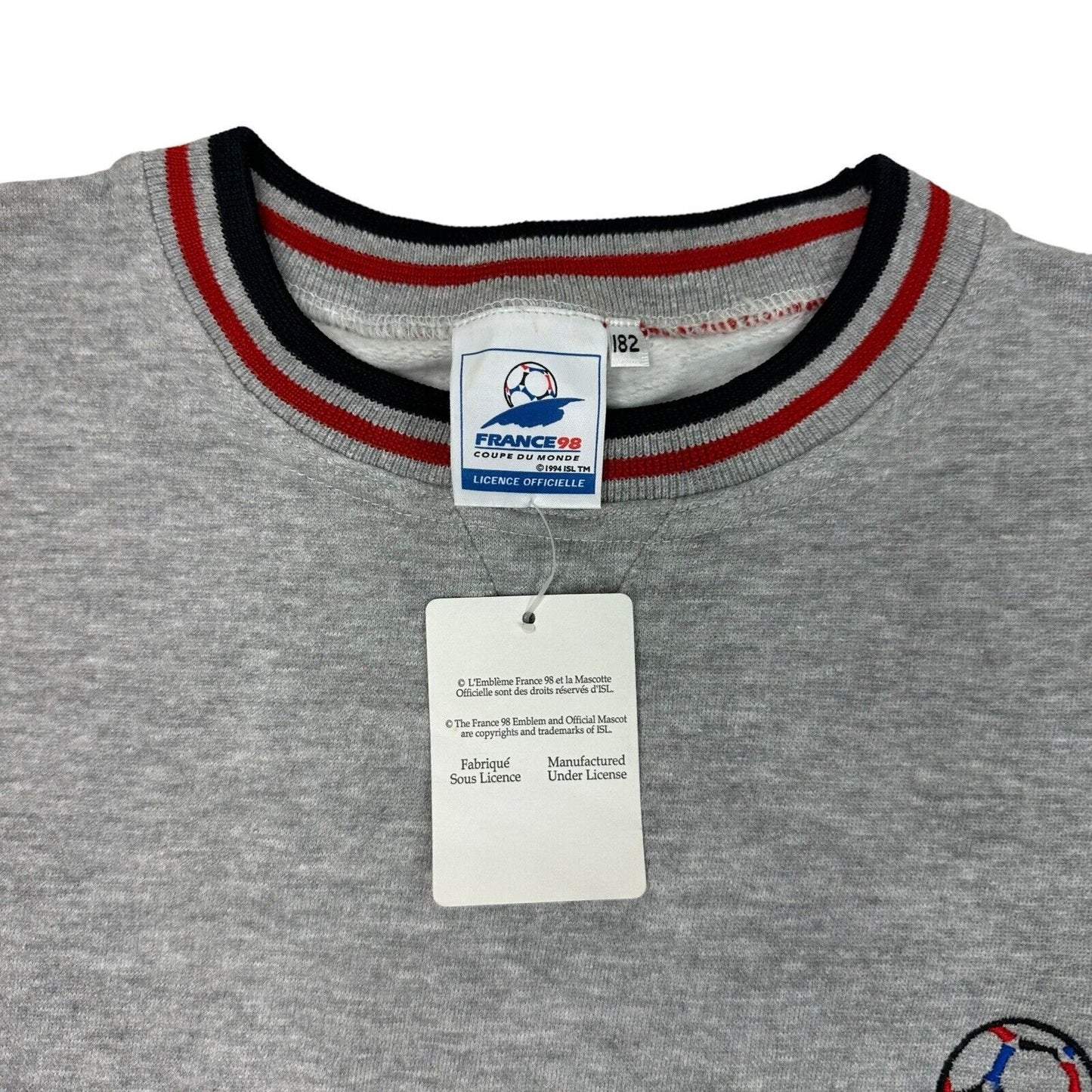 Vintage France 1998 World Cup Jumper Embroidered Grey Mens Large FIFA NWT