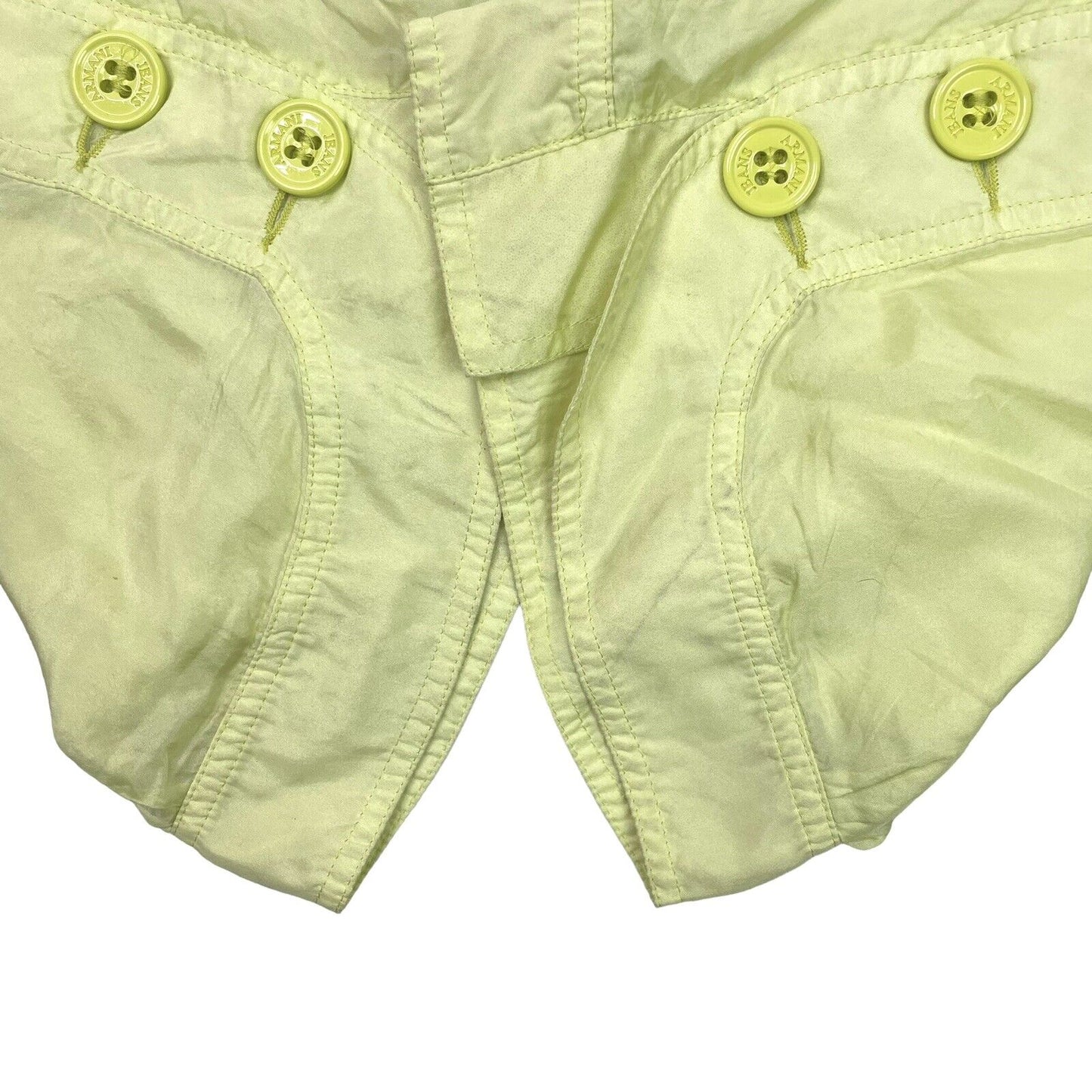 00’s Armani Jeans Cropped Chiffon Cargos Lime Green Women’s 29w Made In Italy