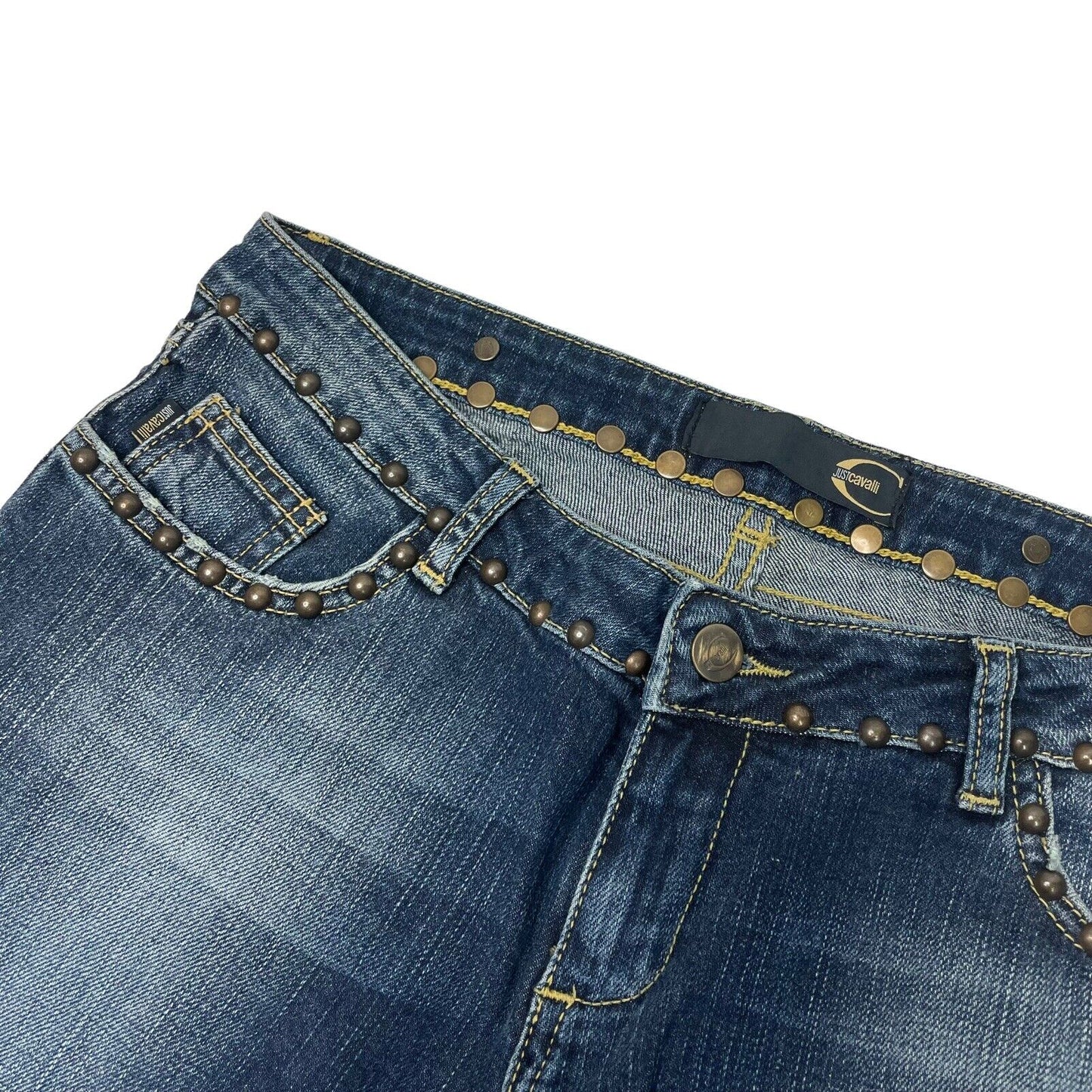 00’s Just Cavalli by Roberto Cavalli Denim Jeans Distressed Studded 29w 31l