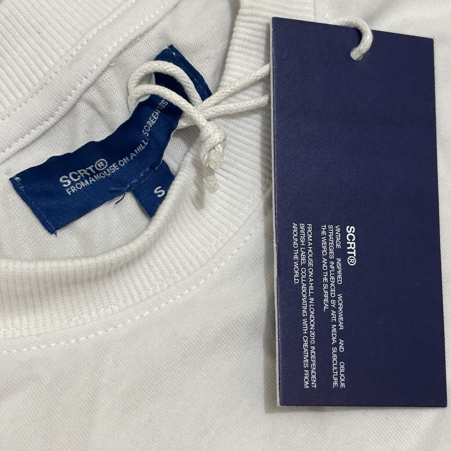 NWT SCRT x Nothing MOSF T-Shirt Men’s Small White Boxy Fit Graphic Print