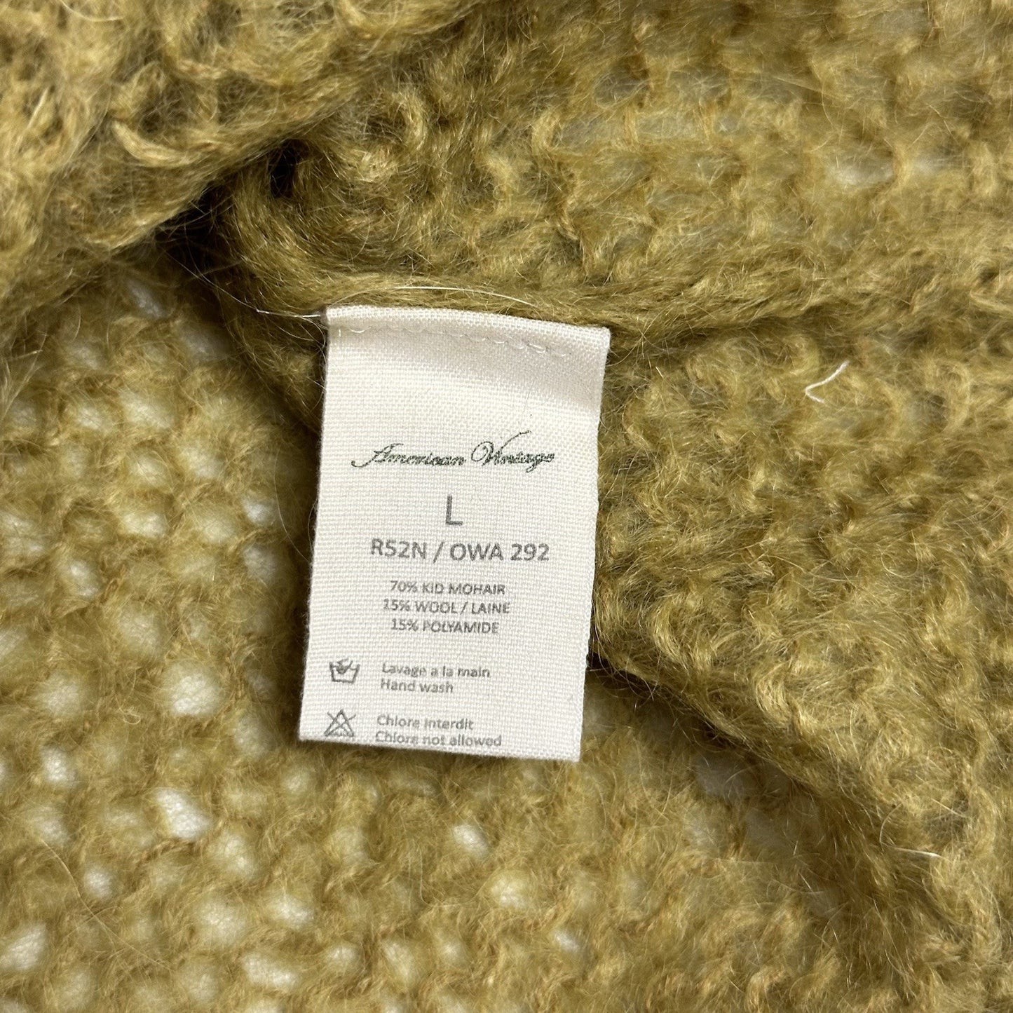 American Vintage Mohair Sweater Crew Neck Jumper Green Men’s Large