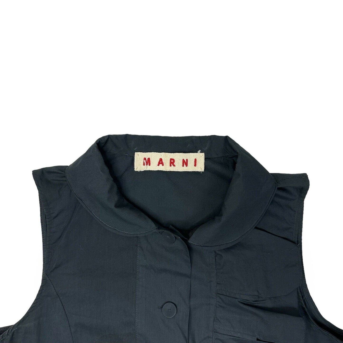 Marni Pleated Sleeveless Shirt Top Women’s Small Charcoal Black Made In Italy