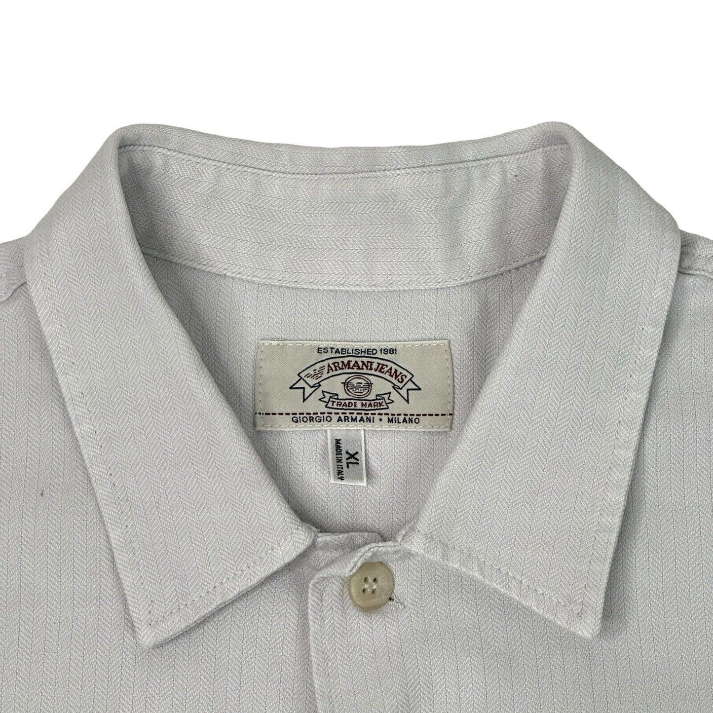 Vintage Armani Beige Shirt Mens XL Made In Italy Long Sleeve