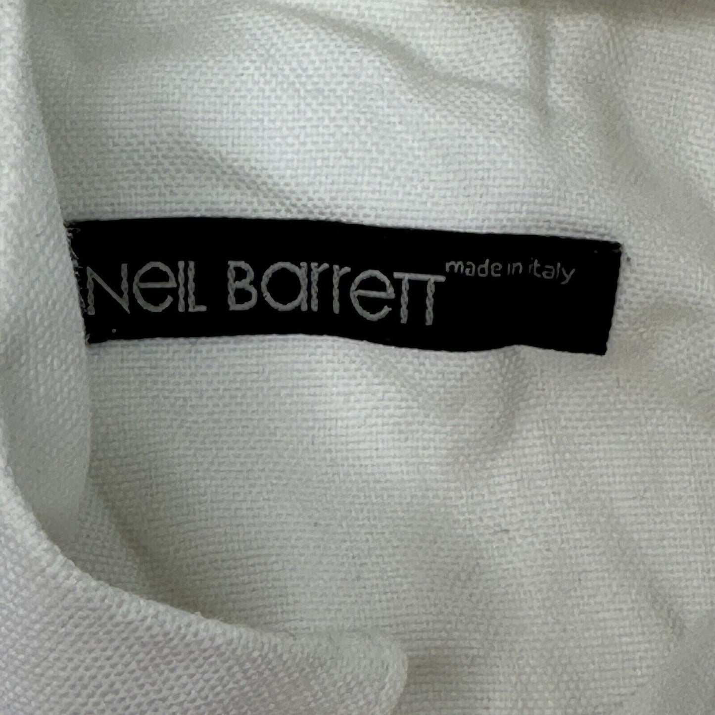 Vintage Neil Barrett Shirt Mens Large Made In Italy Long Sleeve White Distressed