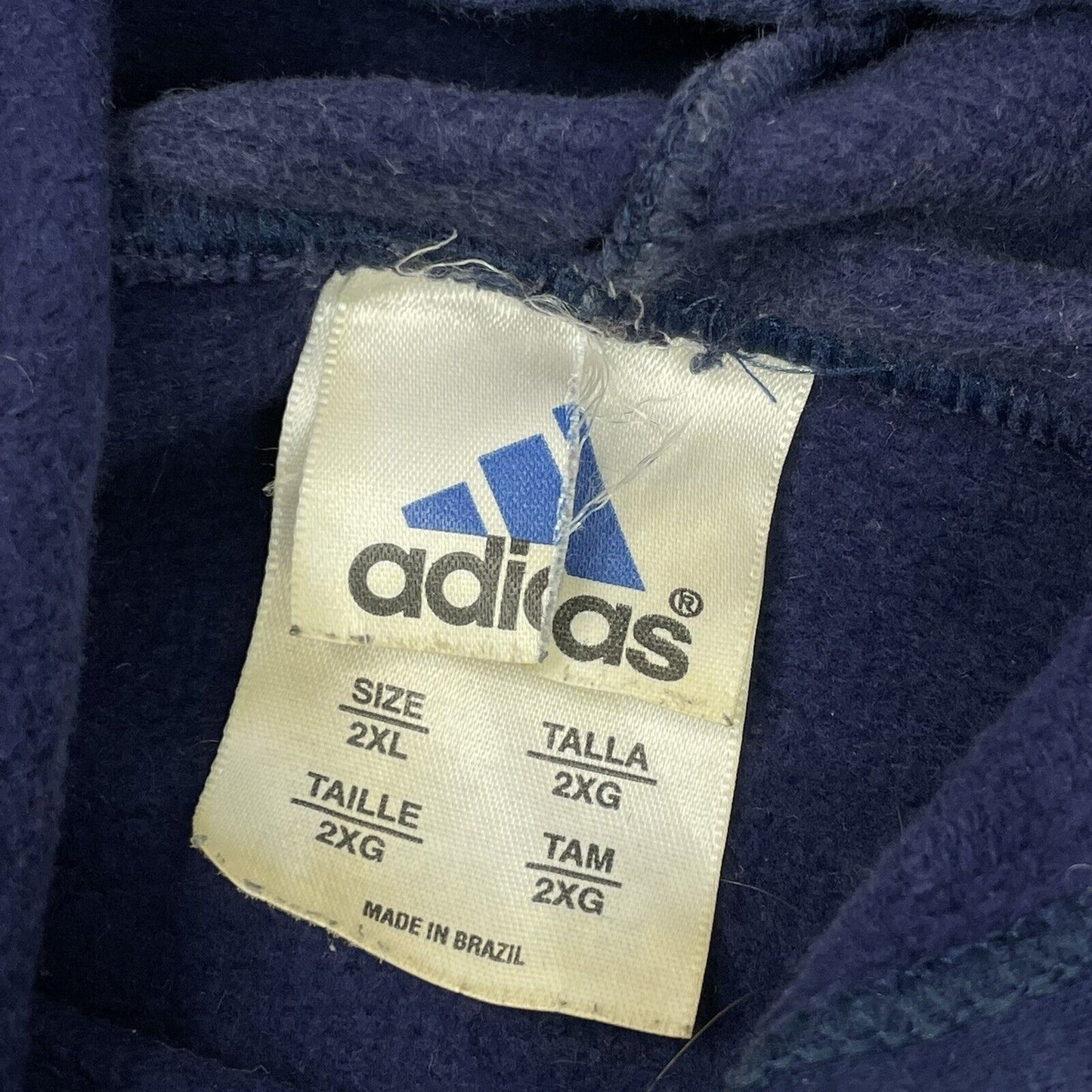 Vintage Adidas Logo Hoodie Navy Blue Mens XXL Sportswear Three Stripes