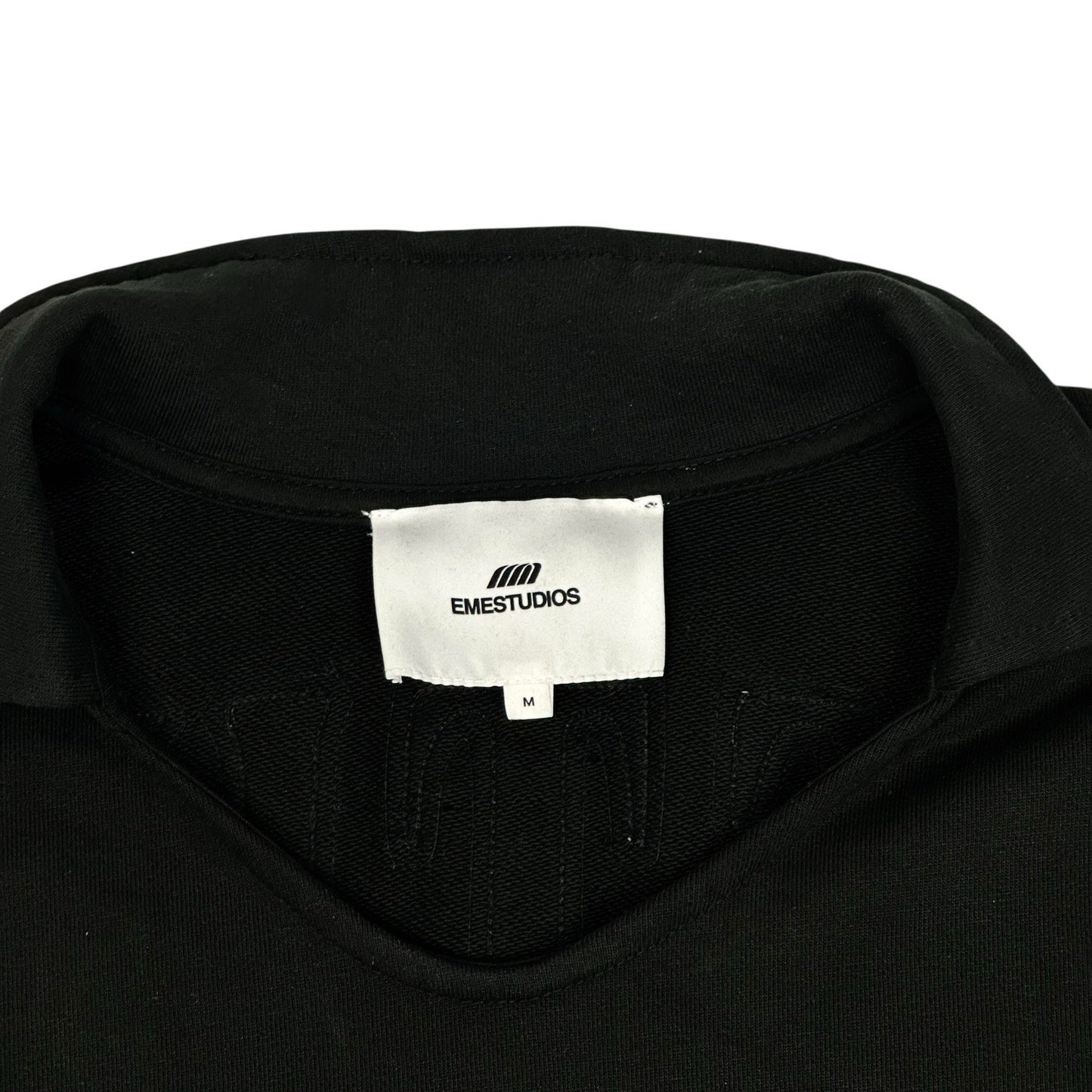 Eme Studios Sweater Black Men’s Medium Chesnut Shadow Polo Crewneck Embroidered