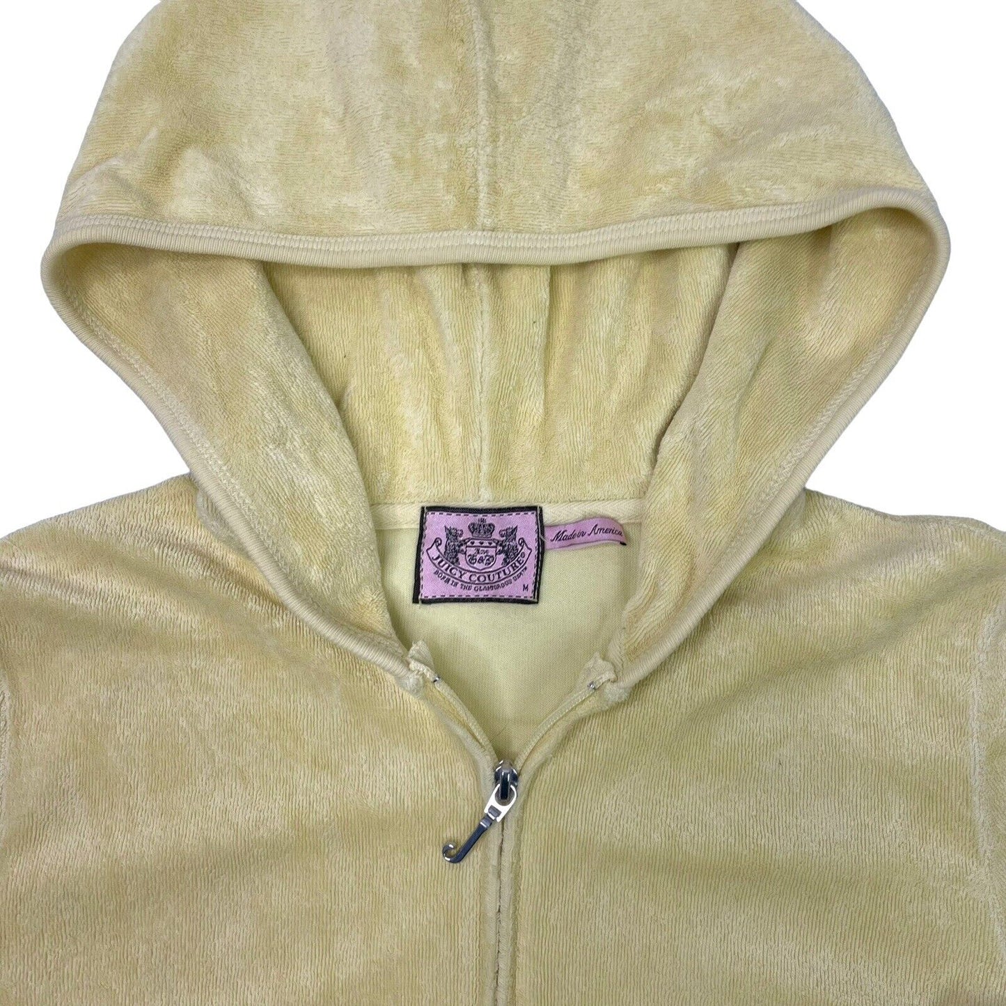 00’s Juicy Couture Yellow Hoodie Womens Medium Made In USA Rare Juicy Splendour