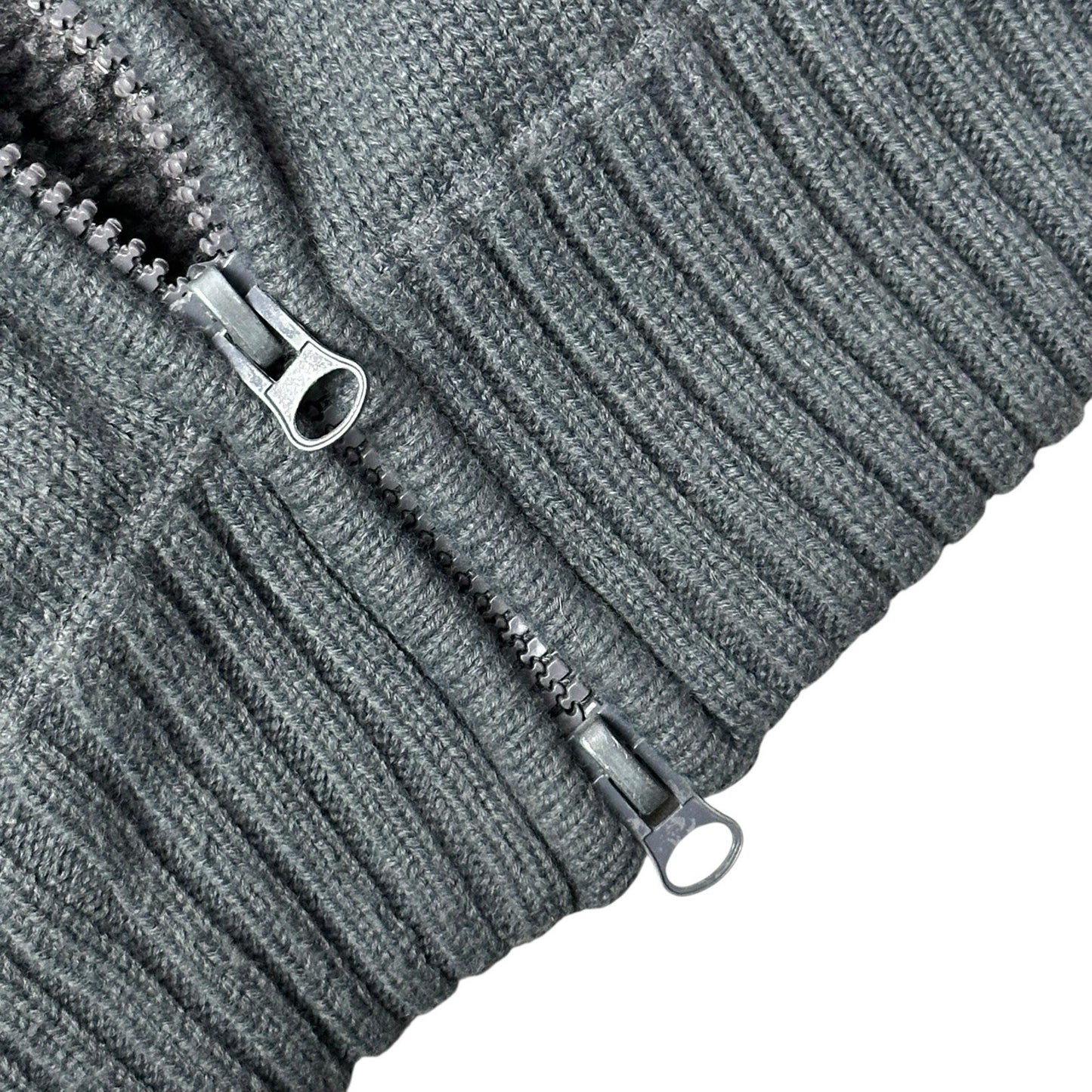 Vintage Schott NYC Knit Hoodie Men’s Large Dark Grey Pile Fleece Lining 00’s