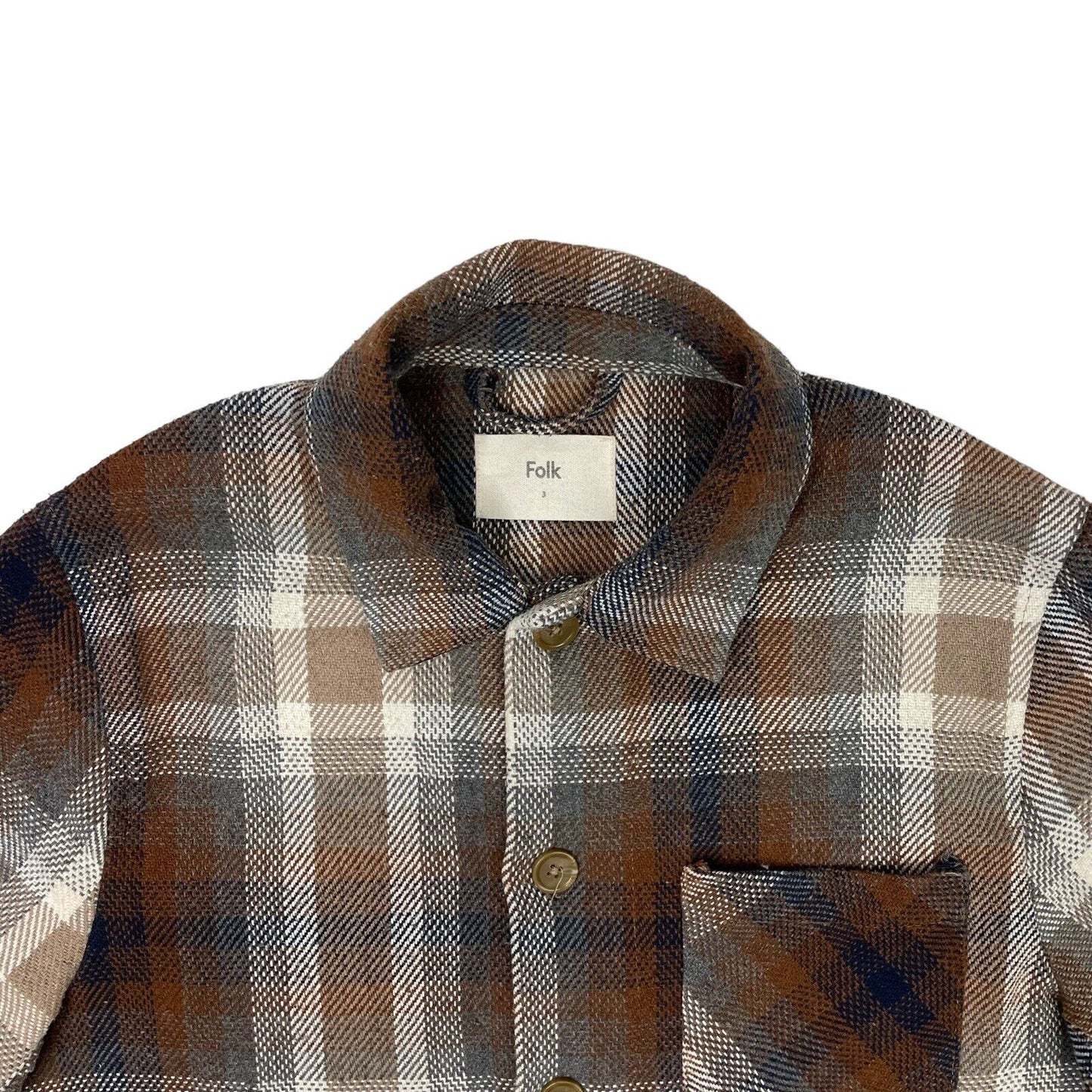 Folk Check Shirt Jacket Men’s Medium Brown Heavyweight