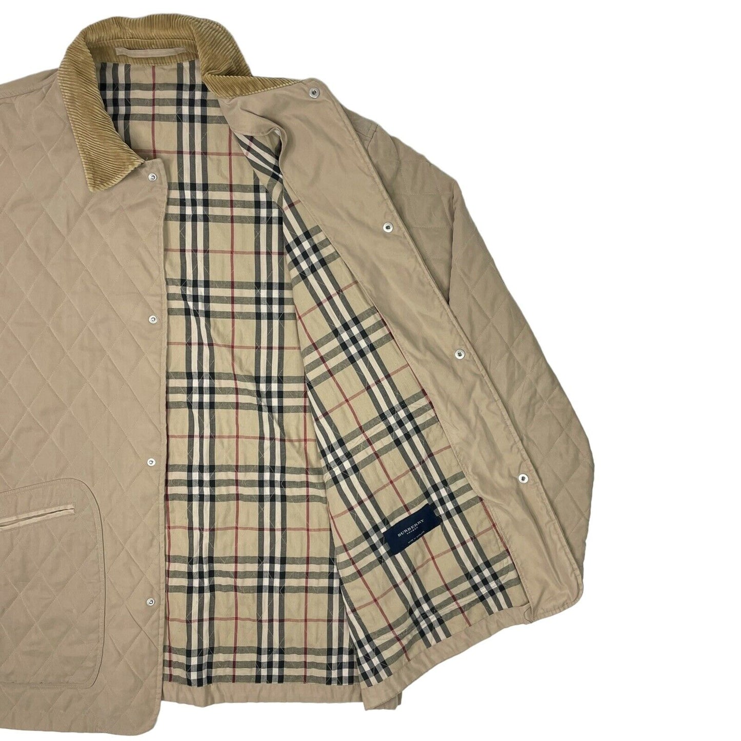 Vintage Burberry Diamond Quilt Beige Jacket Men’s XL Novacheck Made In England