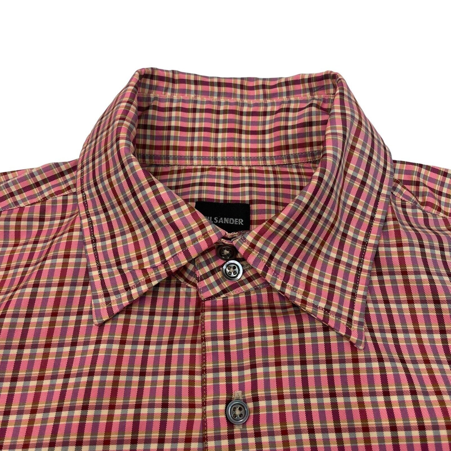 Jil Sander Plaid Check Shirt Mens Medium Red And Yellow Made In Italy