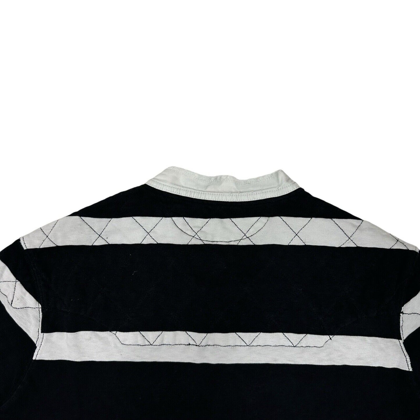 00’s Polo Ralph Lauren Rugby Polo Shirt Mens Medium Black And White Stripe Rare