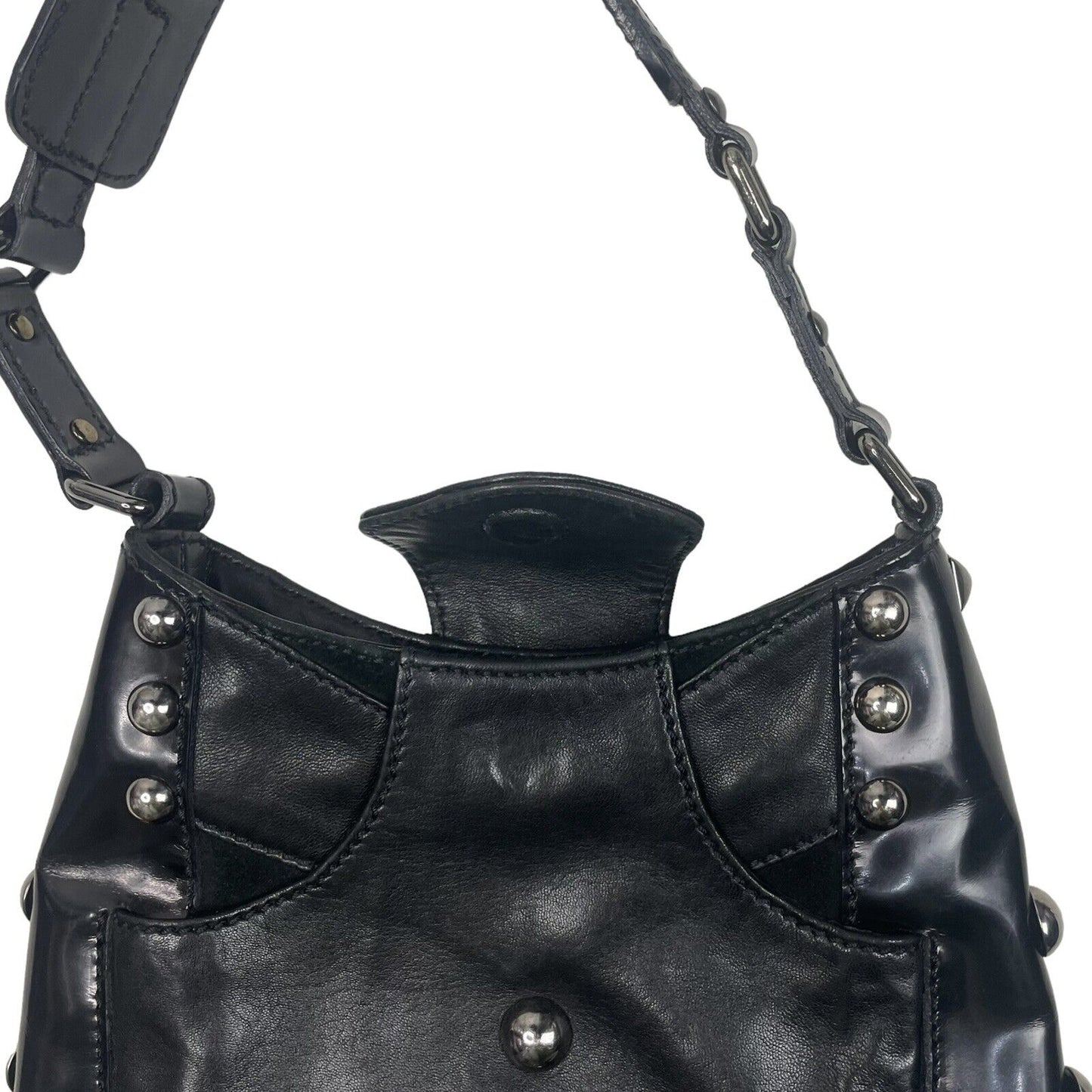 Vintage Blumarine Studded Black Leather Hand Bag