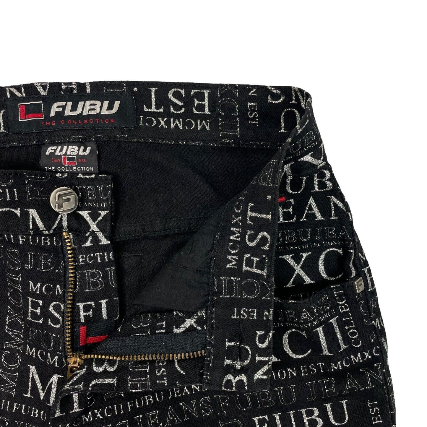 y2k Fubu The Collection All Over Print Black Jeans Women’s 26w 31l