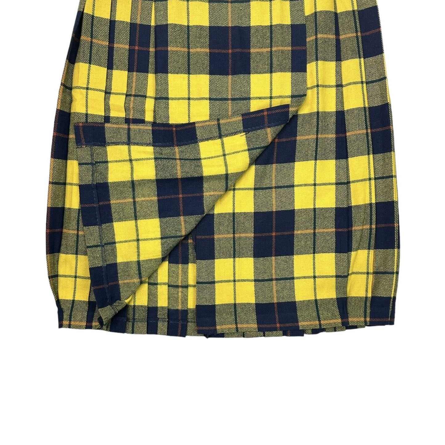 Vintage Valentino Sport Pleat Skirt 28w Yellow Tartan Made In Italy NWT 80’s