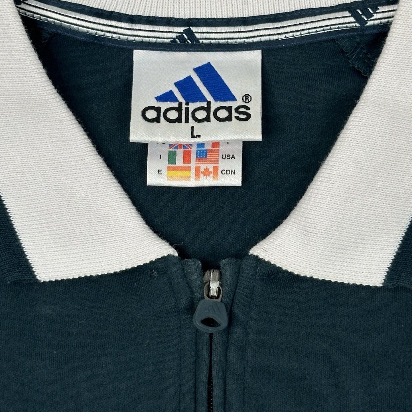 Vintage Adidas Sports Top Womens Large Navy Blue And White