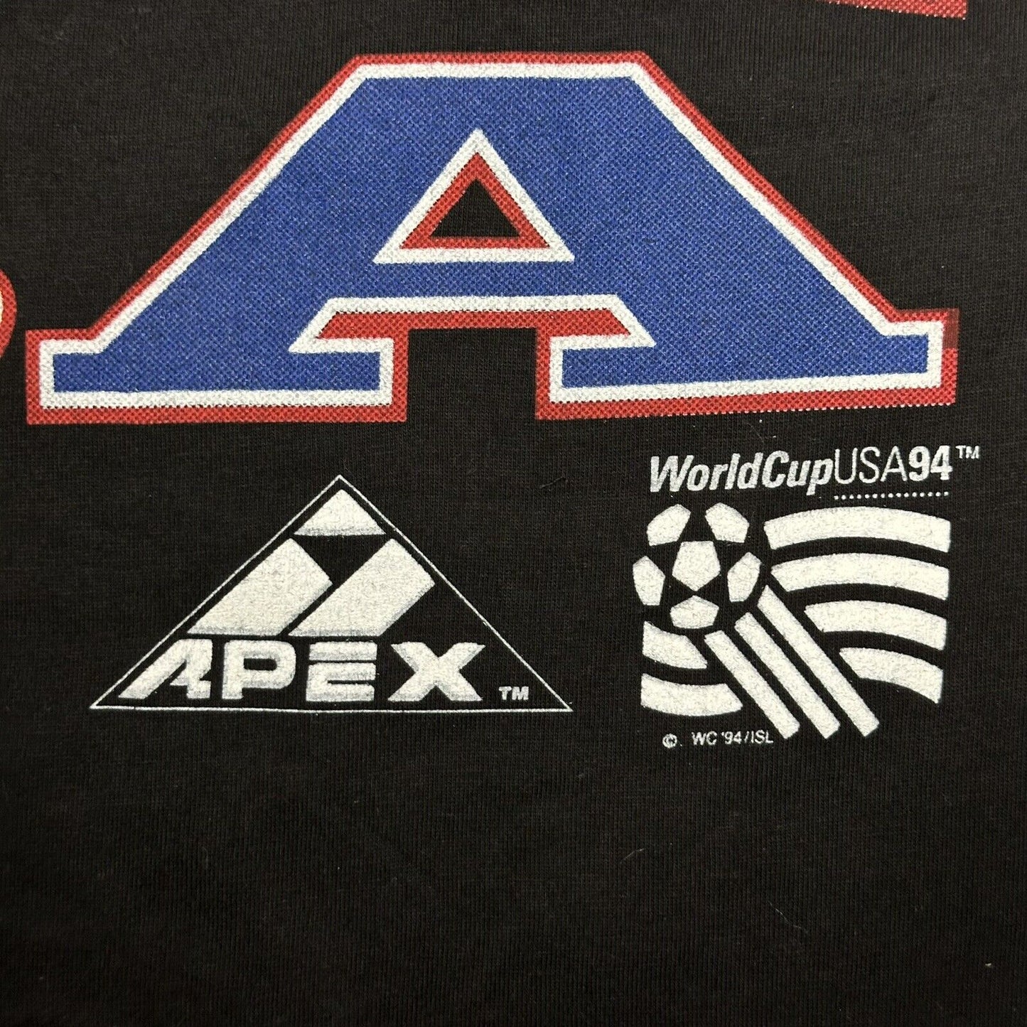 Vintage 1994 World Cup USA T-Shirt Black Apex One XL Deadstock NWT