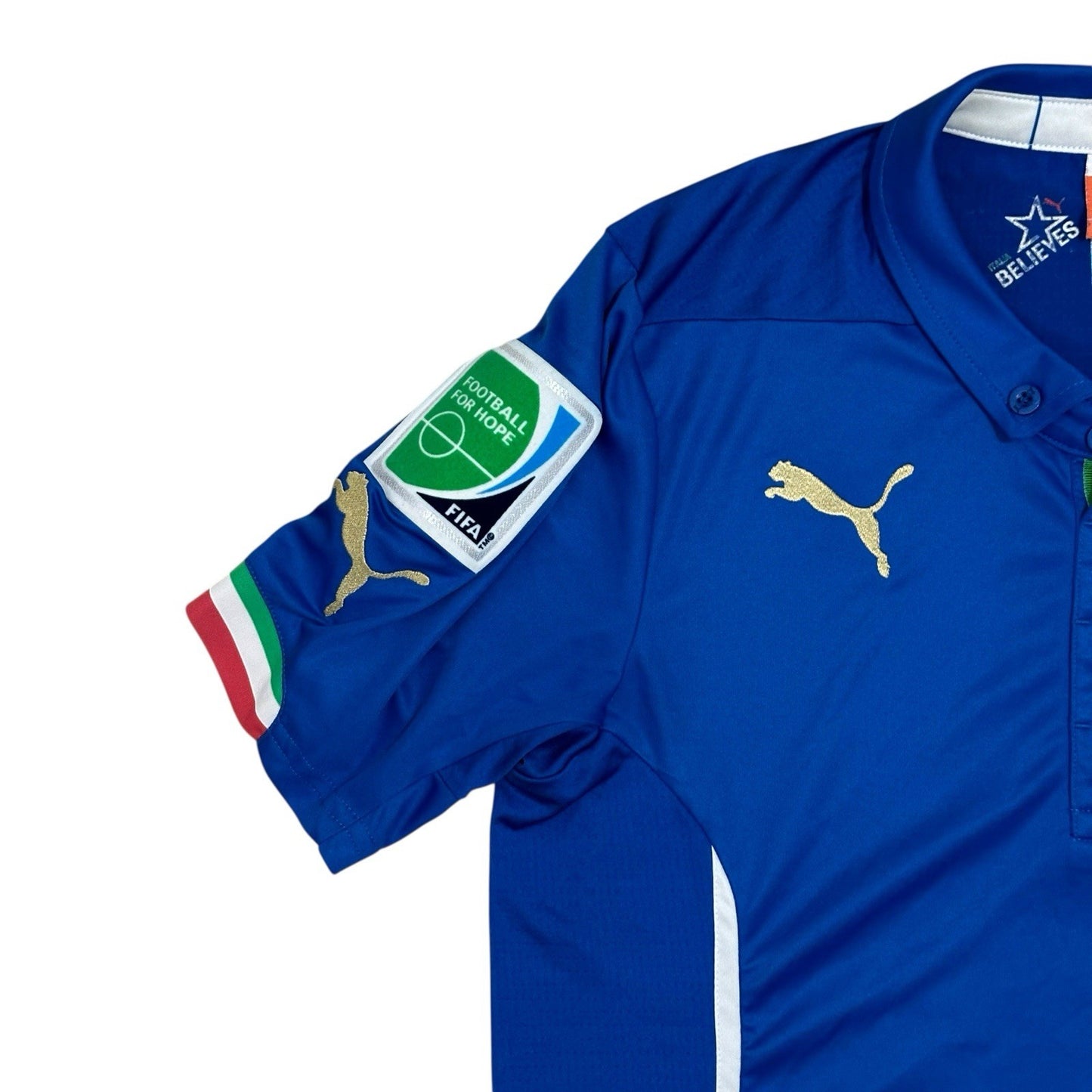 2014-2015 Italy Puma Football Shirt Men’s Small Blue With Patches