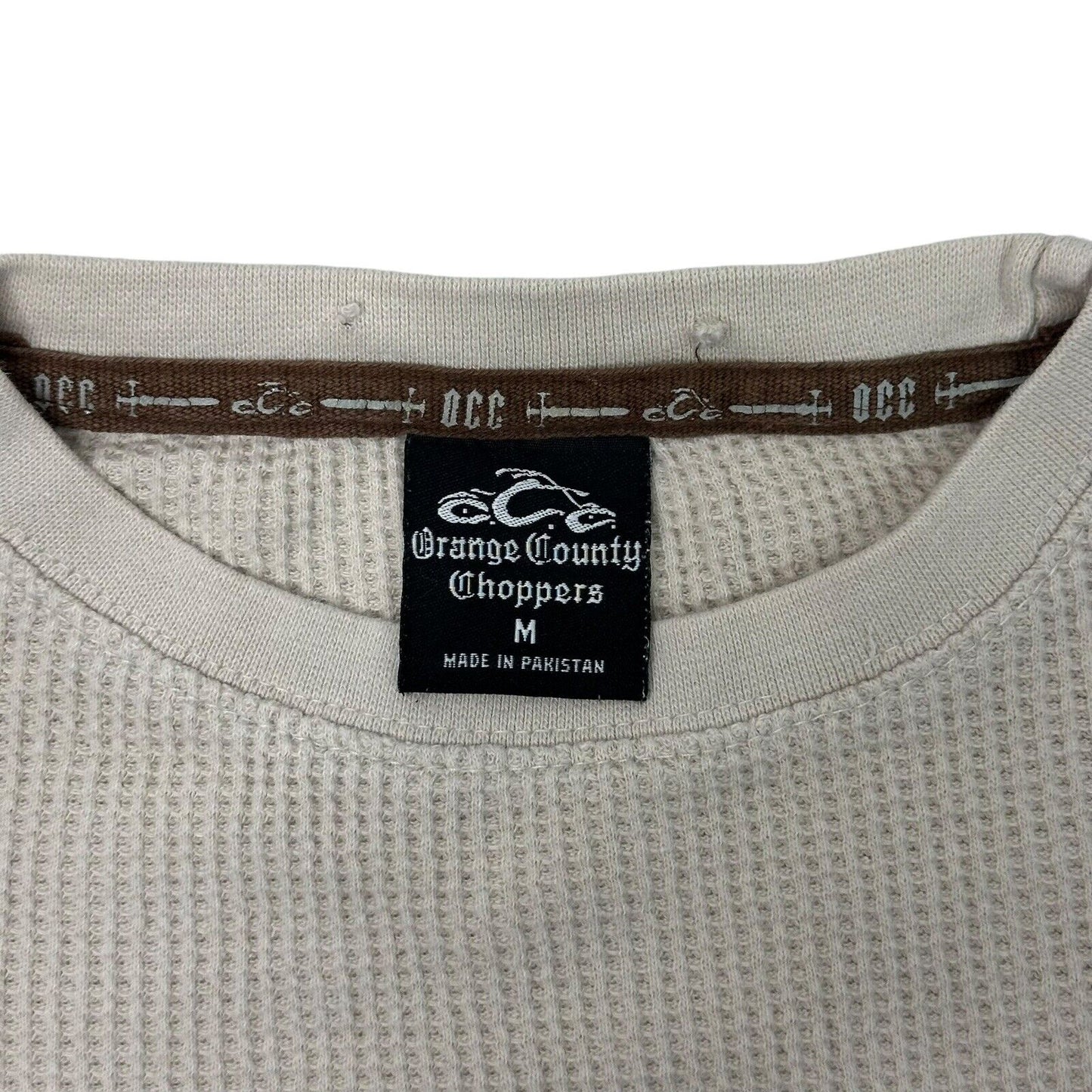 00’s Vintage Orange County Choppers Long Sleeve Waffle Top Women’s Medium Cream