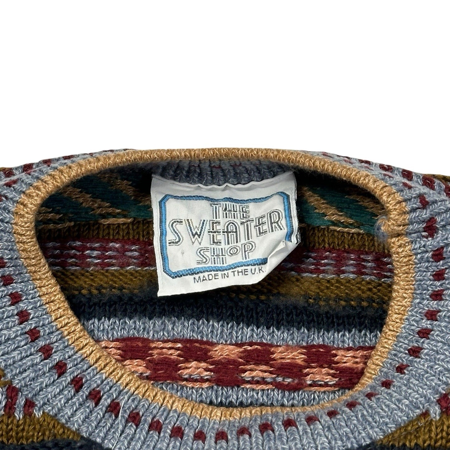 Vintage The Sweater Shop Jumper Men’s Medium Multicolour Stripe Knit Made In UK