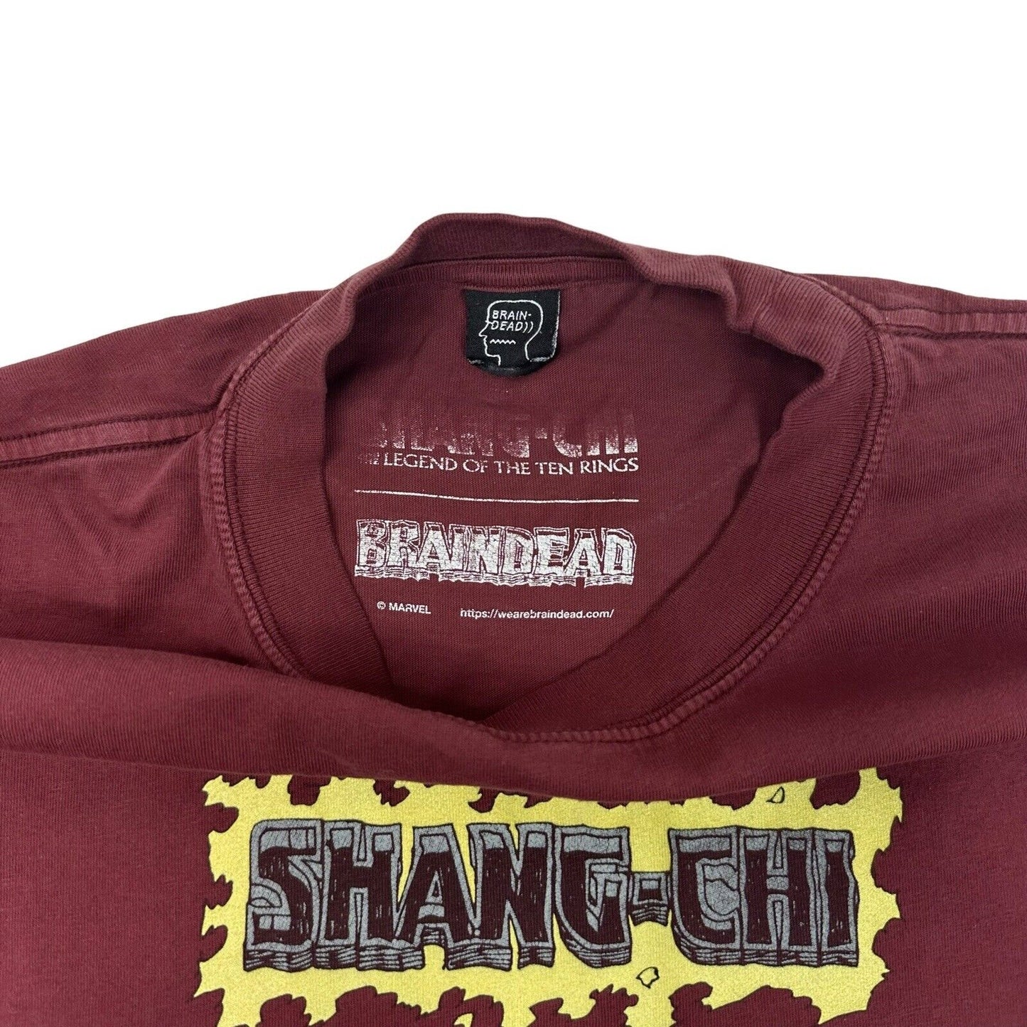 Brain Dead x Marvel Shang Chi T-Shirt Mens Large Red Burgundy Graphic Print