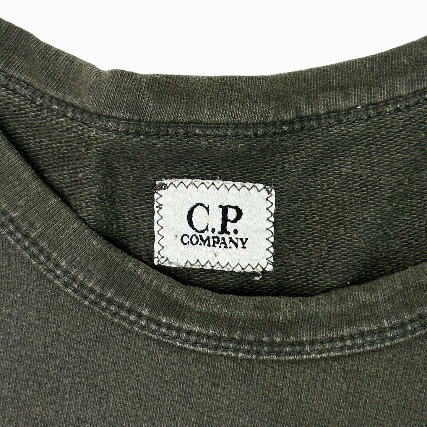 CP Company Khaki Green Crew Neck Jumper Mens Large Made In Italy Lightweight