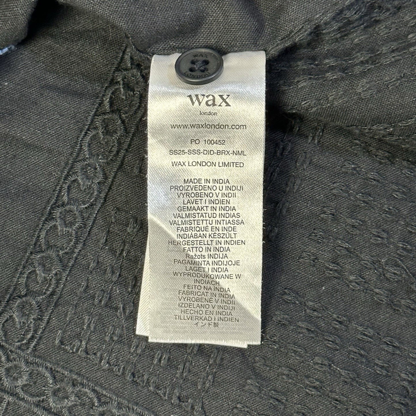 Wax London Didcot Shirt Navy Blue Embroidered Design Men’s Medium