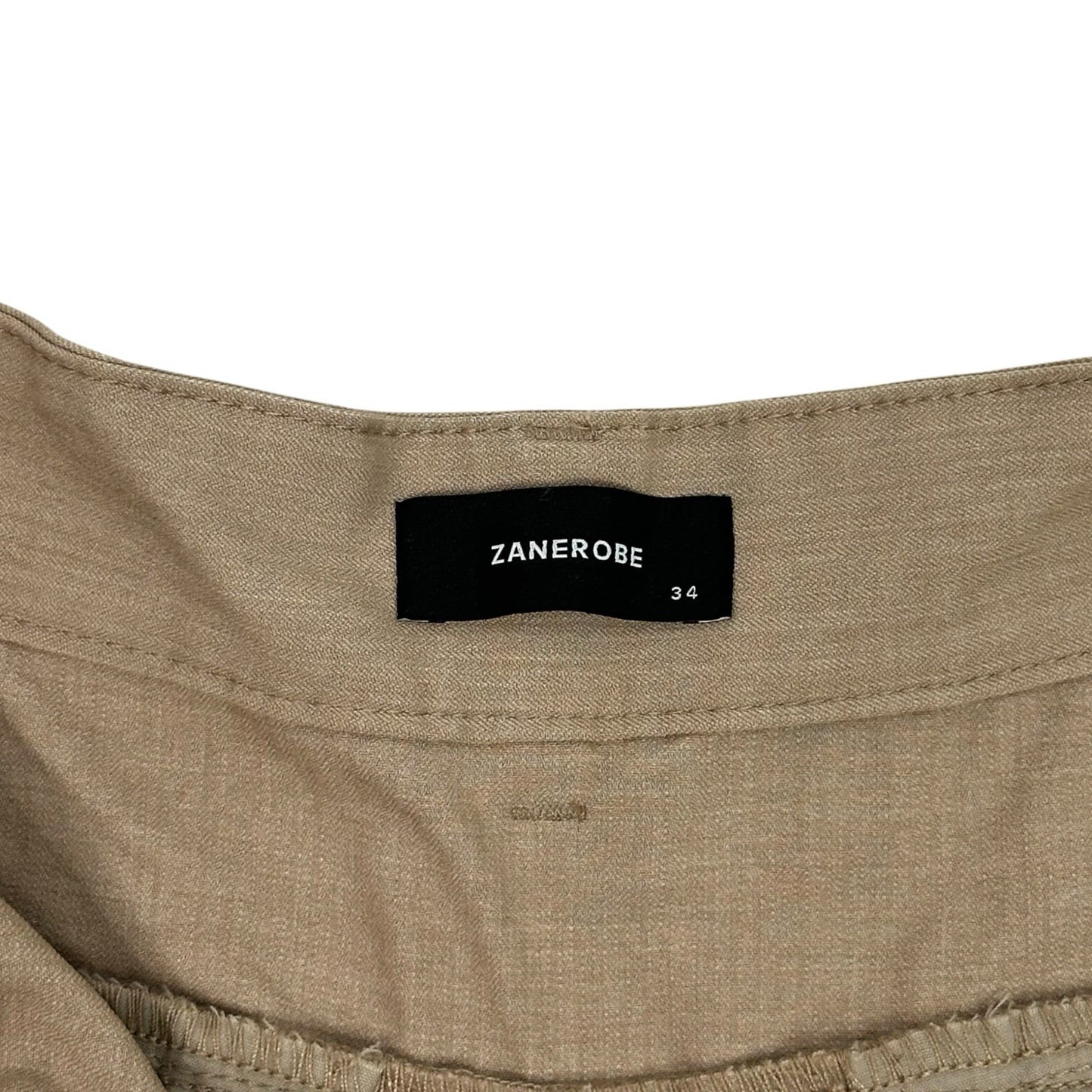 Zanerobe Pleat Flow Shorts Beige 34w Lightweight Embroidered Logo