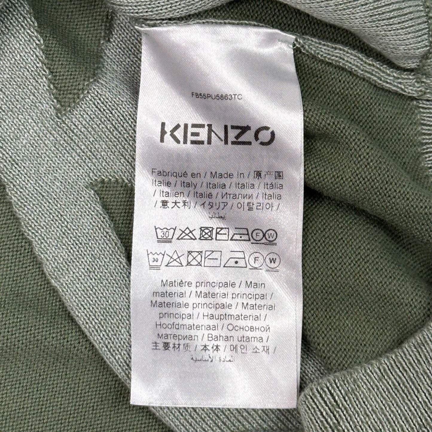 Kenzo Abstract K-Tiger Jumper Mens Large Green Made In Italy