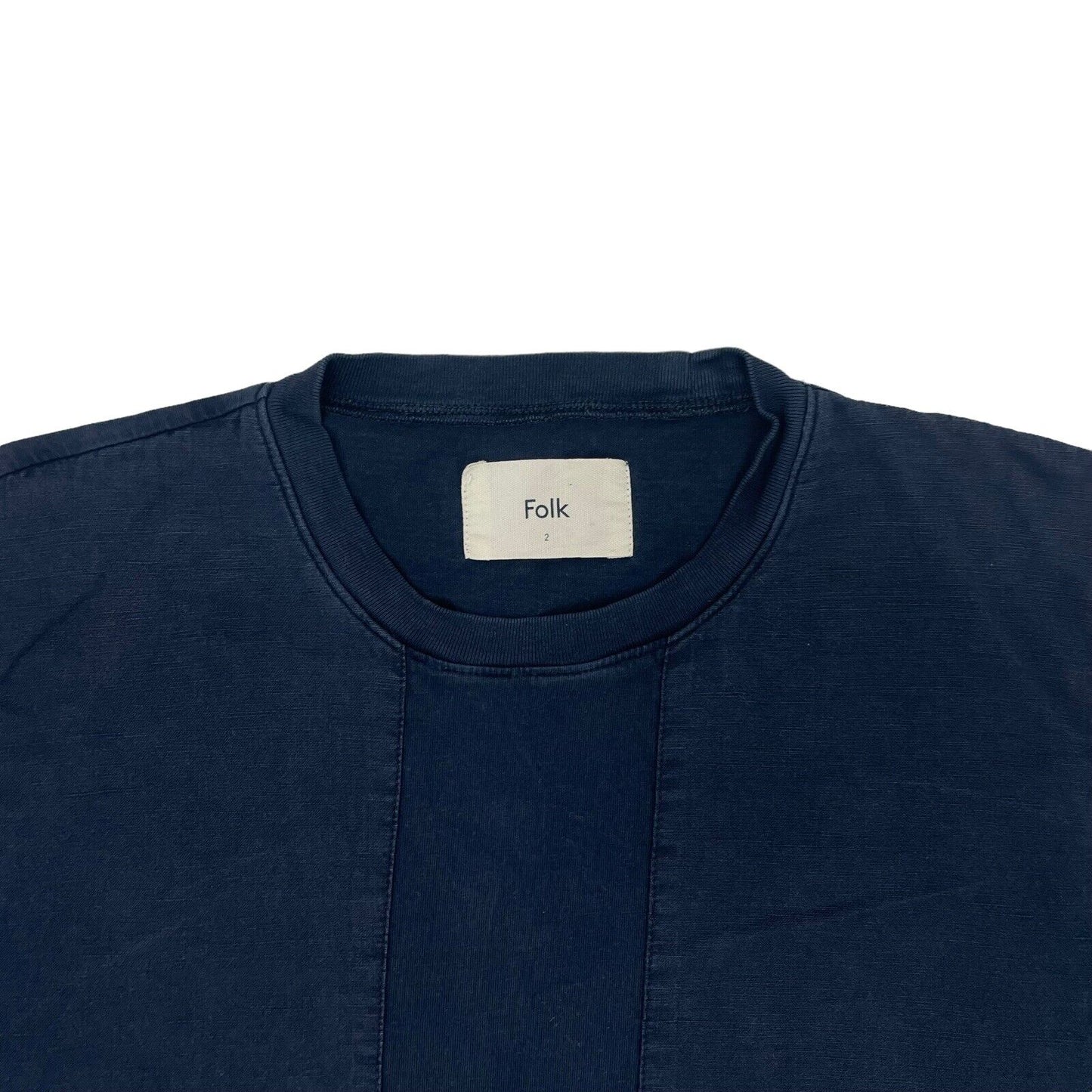 Folk Panel T-Shirt Mens Small Navy Blue