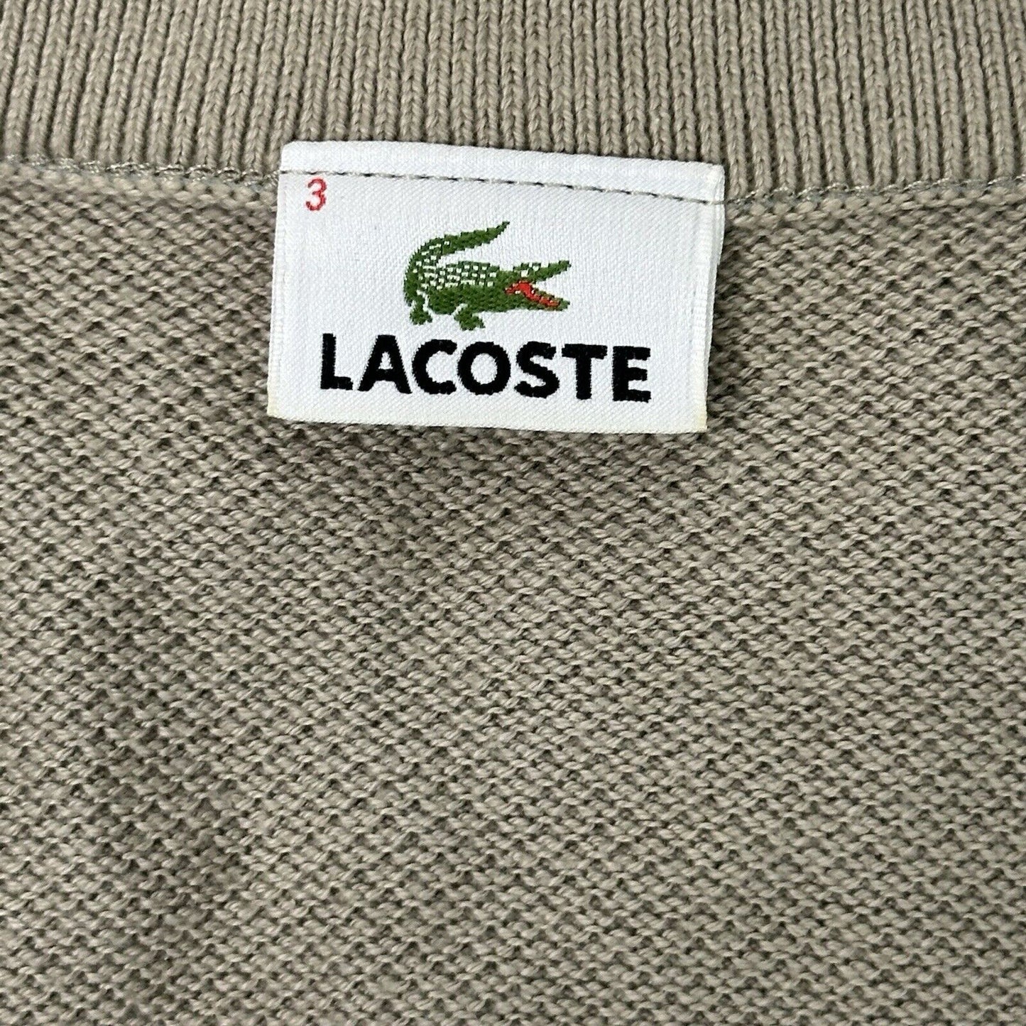 00’s Lacoste Knit Cardigan Mens Small Beige