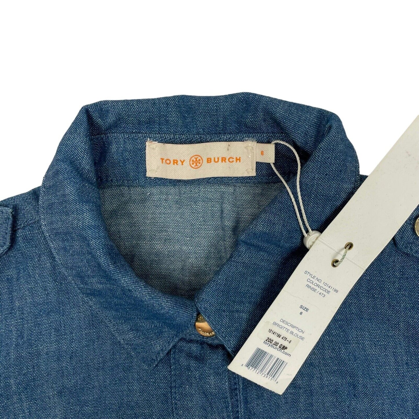 Tory Burch Blue Denim Shirt Womens Size 6