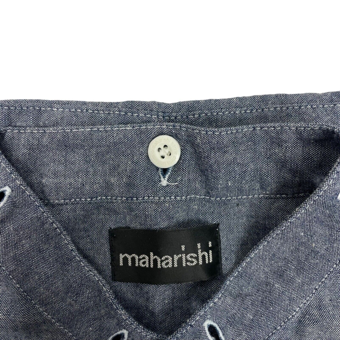 Vintage Maharishi Military Shirt Mens Small Blue Brushed Cotton