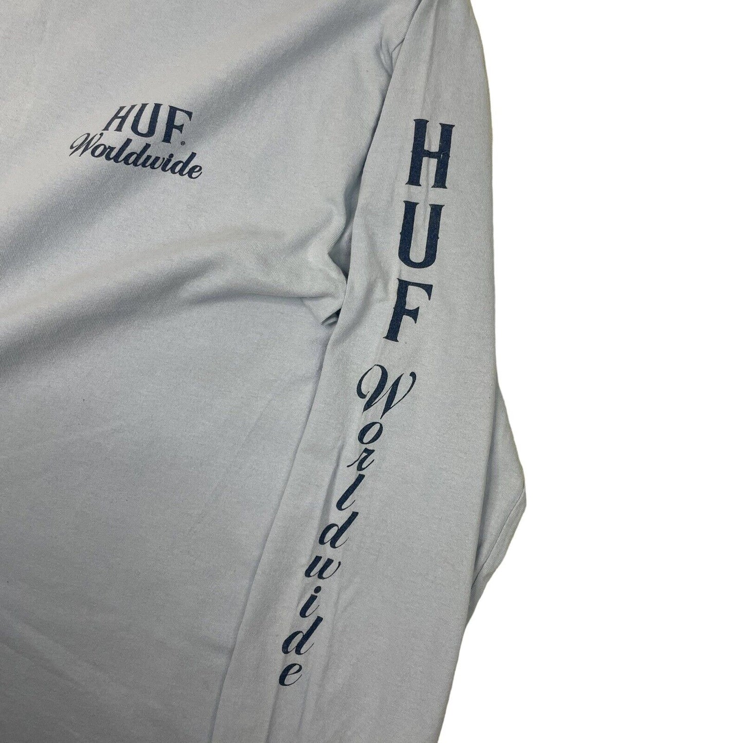 HUF Logo T-Shirt Baby Blue Long Sleeve Mens Medium