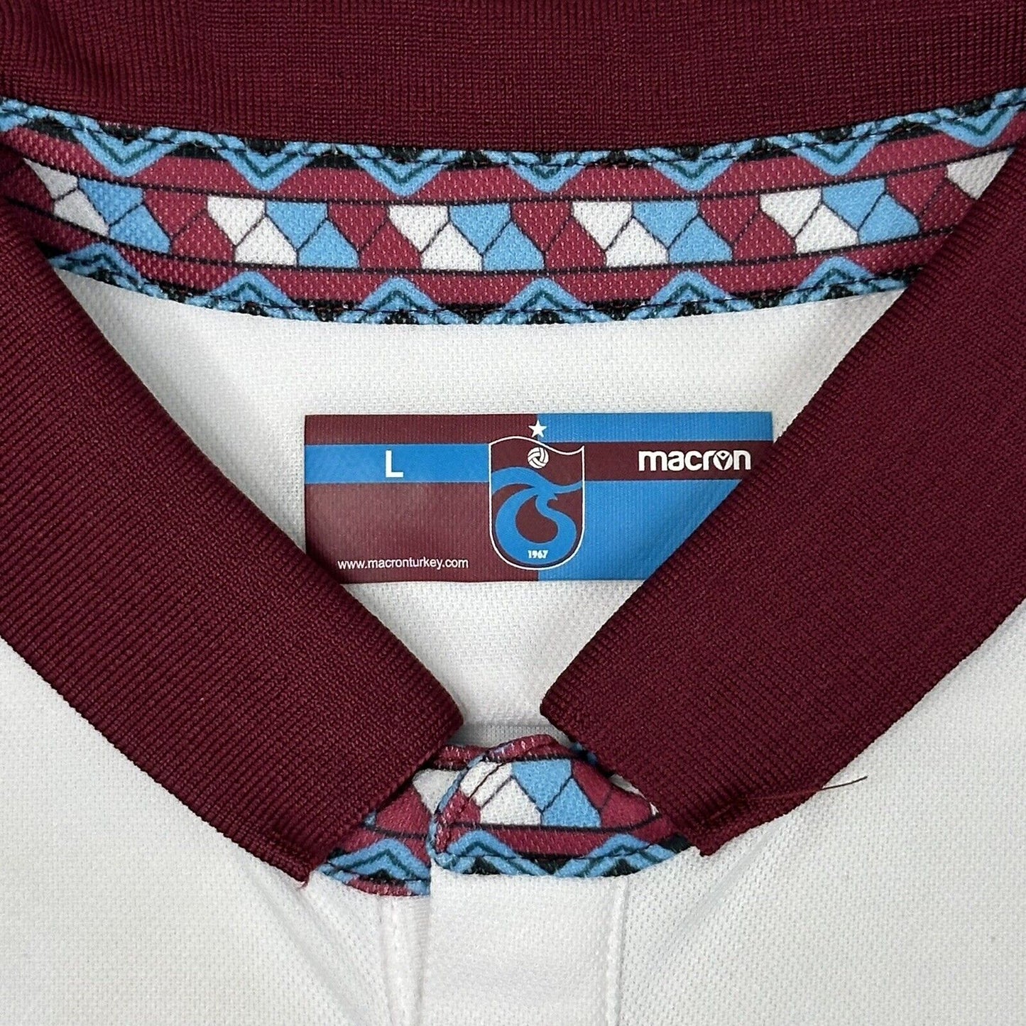 20-21 Trabzonspor Macron Shirt Mens Slim Large Away Top White Turkey Football