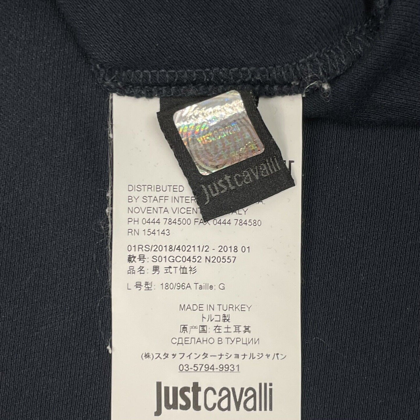 Just Cavalli Logo Polo Shirt Mens Large Navy Blue