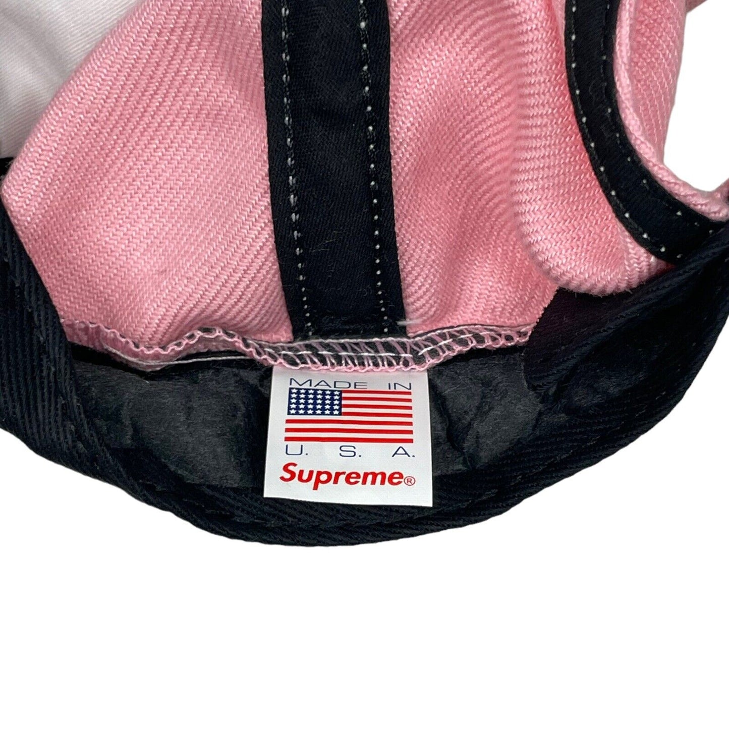 FW17 Supreme Pledge Allegiance 6 Panel Cap Pink And Black Adjustable Embrodiered