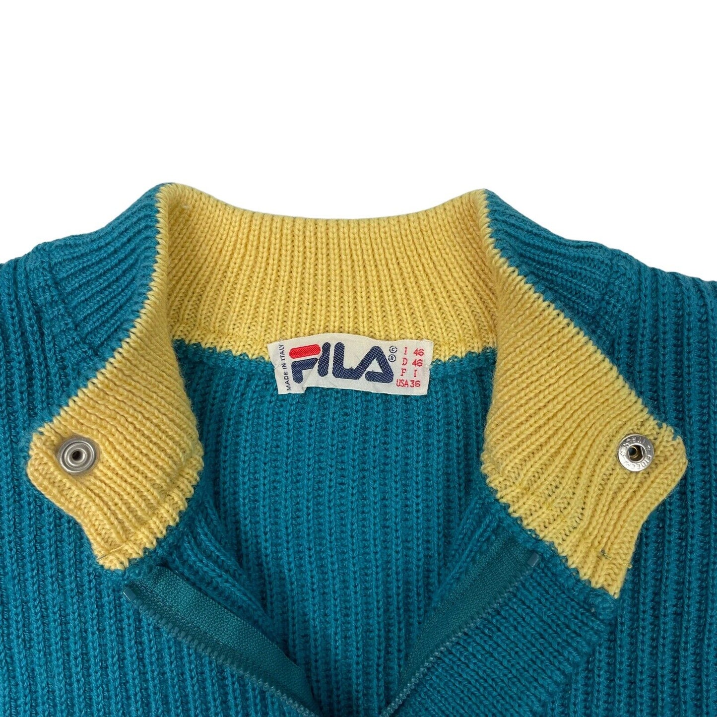 Vintage Fila Zip Neck Green Jumper Mens Small 80’s Sportswear Made In Italy