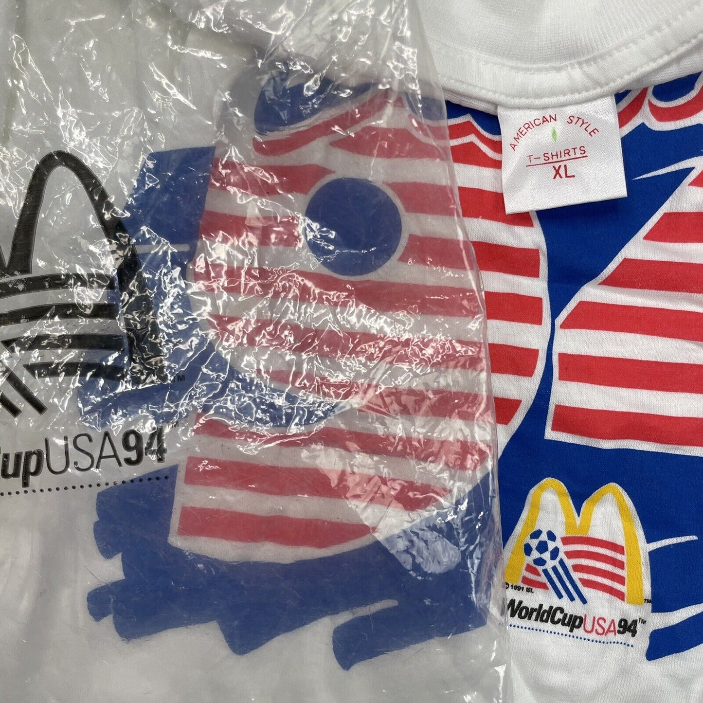 Vintage 1994 World Cup USA XL White T-Shirt McDonalds Sponsor Single Stitch