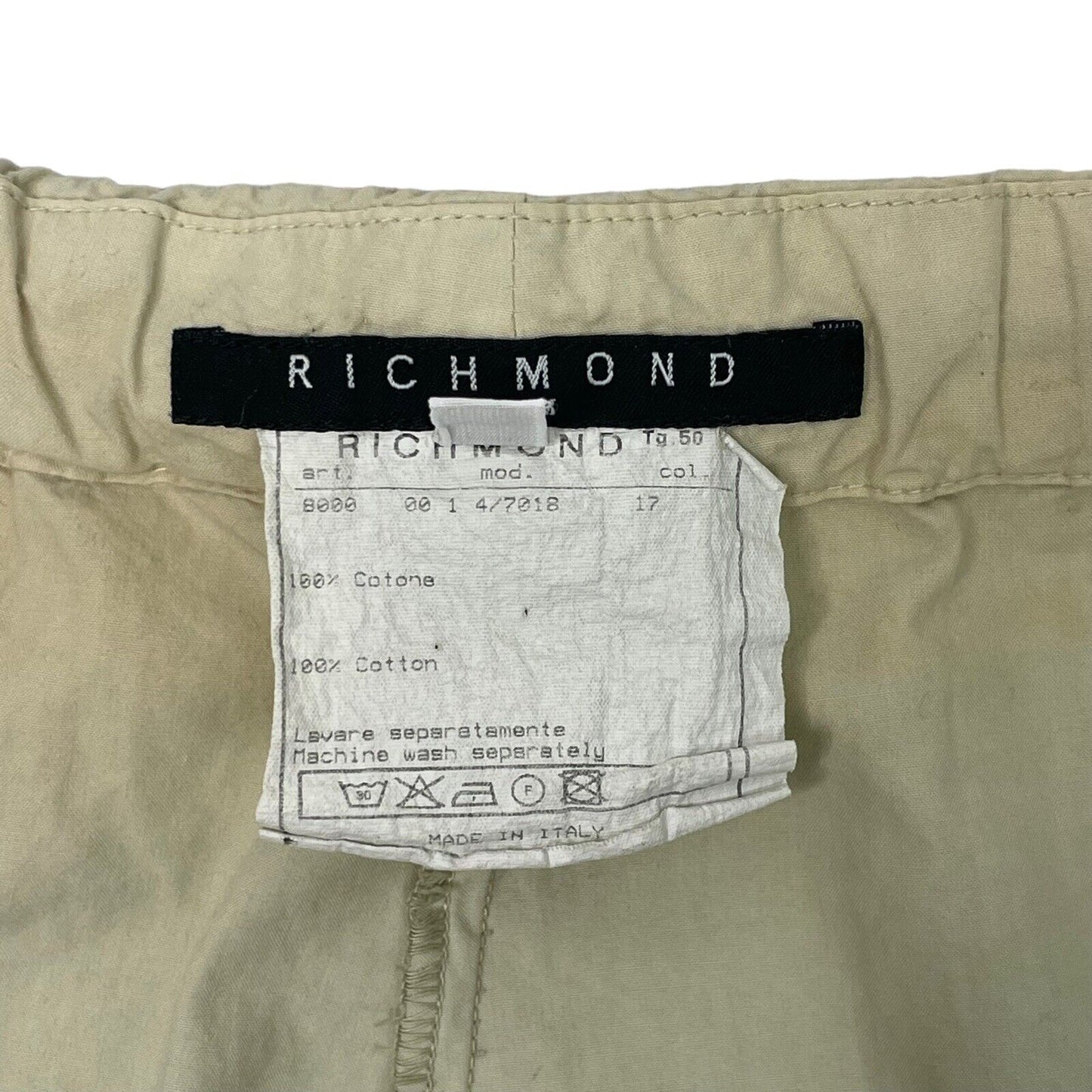 Vintage John Richmond Shorts 36w Beige Embroidered Bird Design