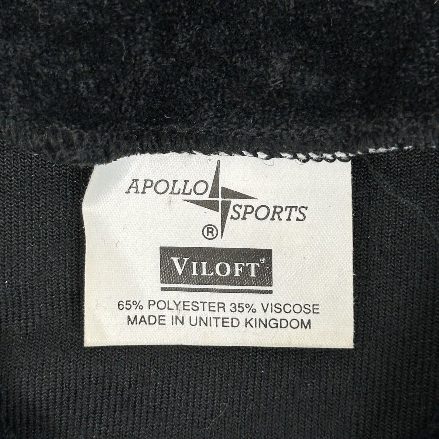 Vintage Apollo Sports Jacket Small Made In UK Black Towelling